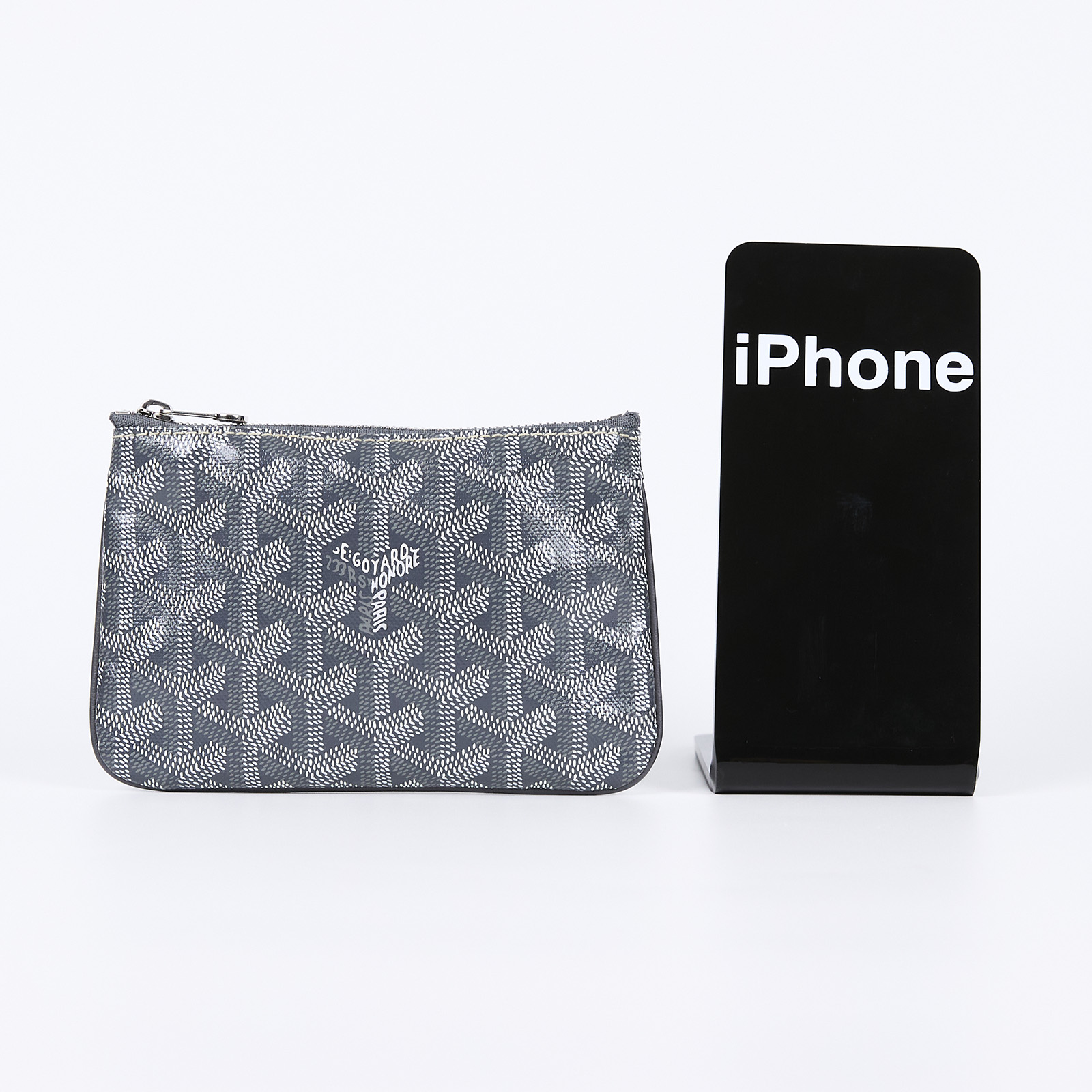 高雅德 GOYARD Sénat Mini Pouch 迷你小包 SENAT2MINTY 灰一字拉鍊POUCH 原廠盒子