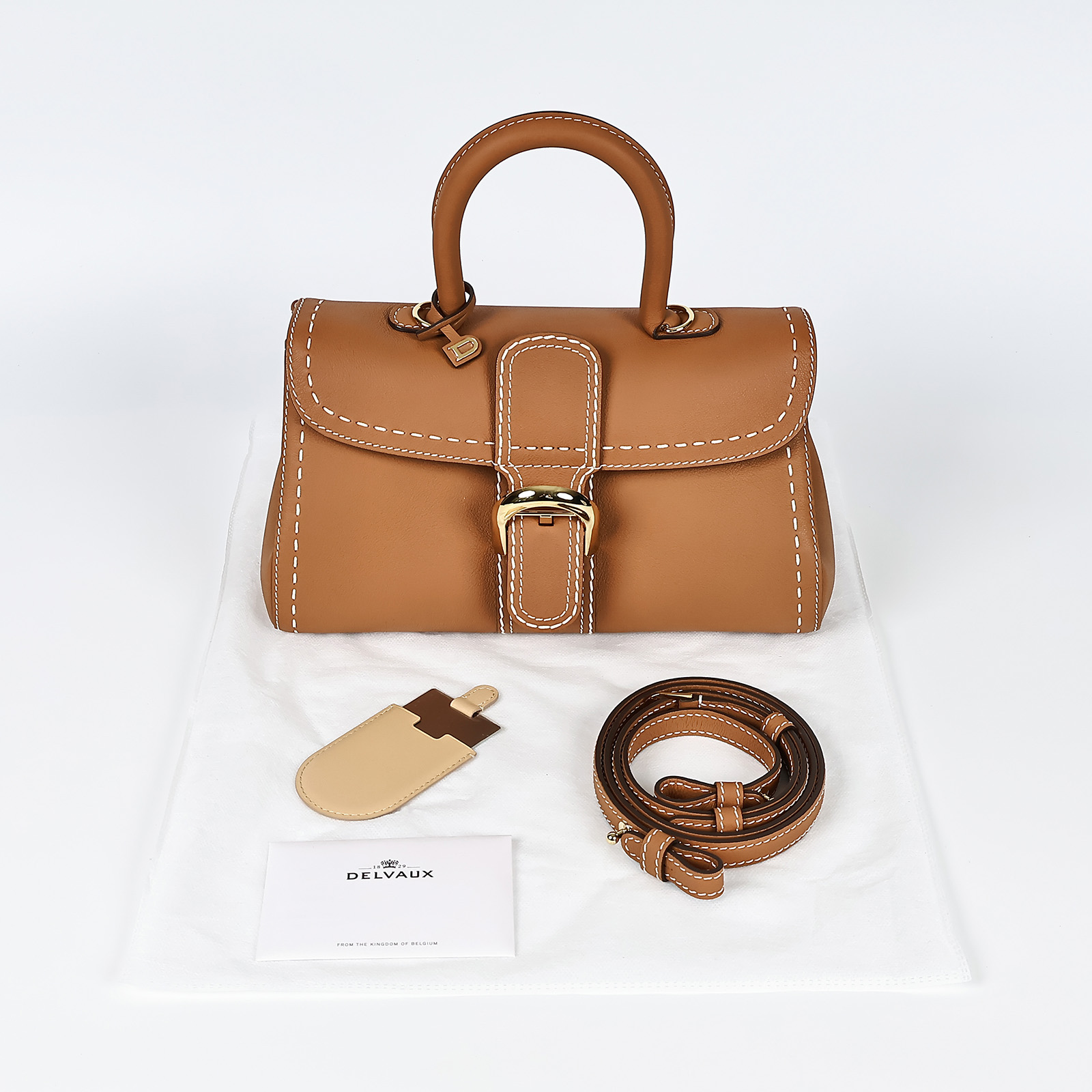 德爾沃 DELVAUX  Delvaux East/West Mini 肩背包  ☆焦糖BRILLANT EAST WEST 背帶/鏡子
