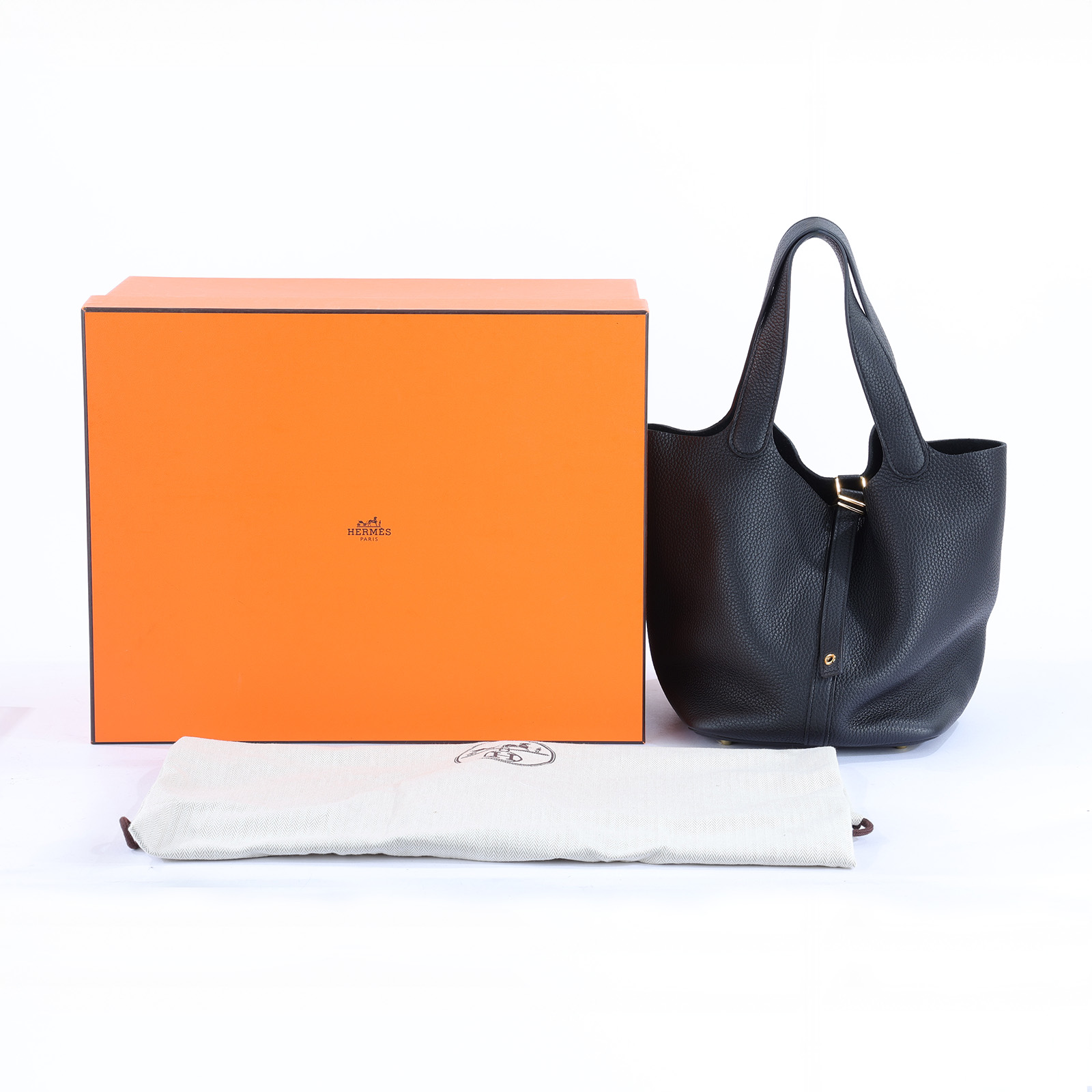 愛馬仕 Hermès Picotin Lock 22 菜籃子包 PT22 D刻 黑金PICOTIN22 原廠盒子/防塵袋/鎖組