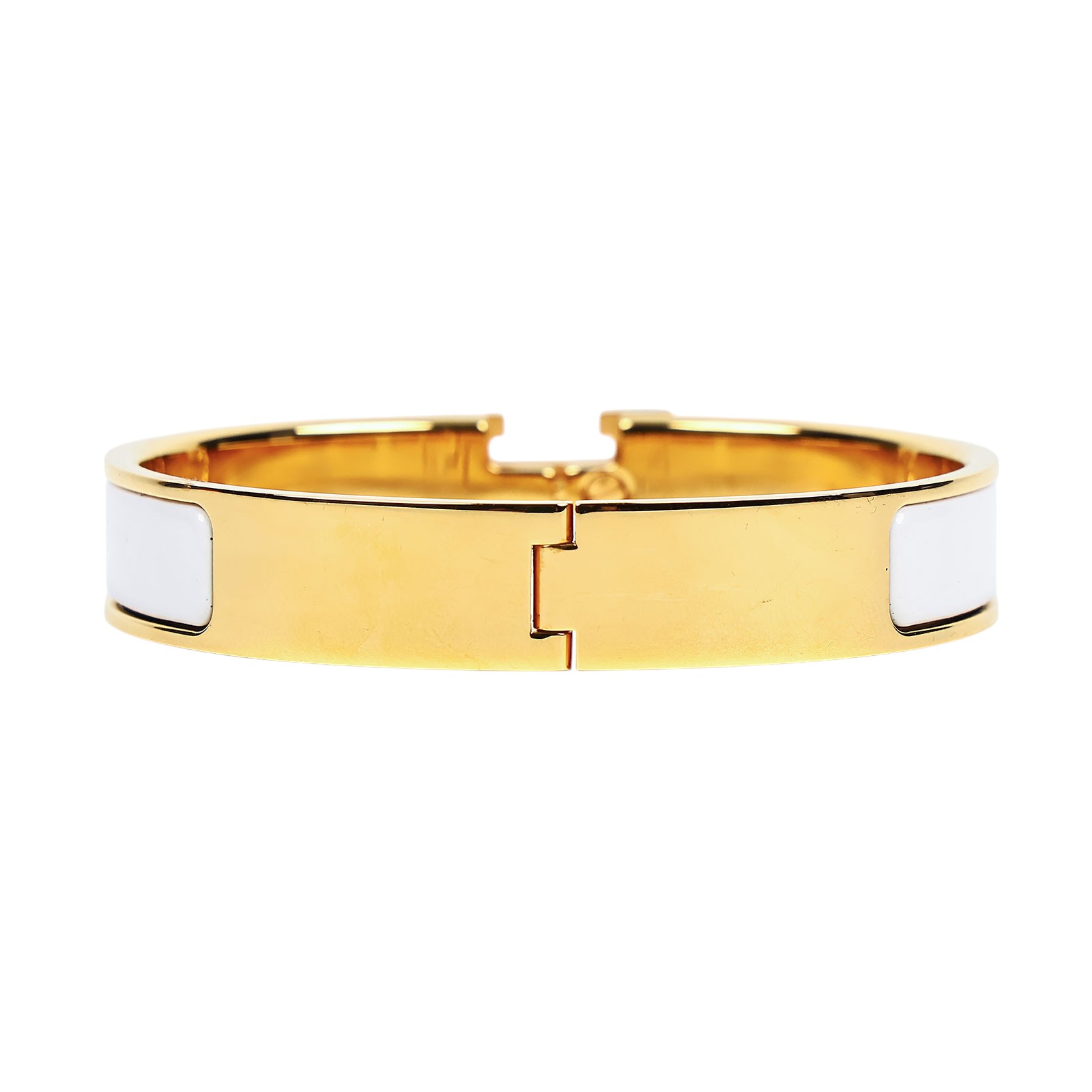 愛馬仕 Hermès Mini Clic Kelly 手環 GM CLICKGM ST1106 白/金H手環 窄版 GM 防塵袋/原廠盒子