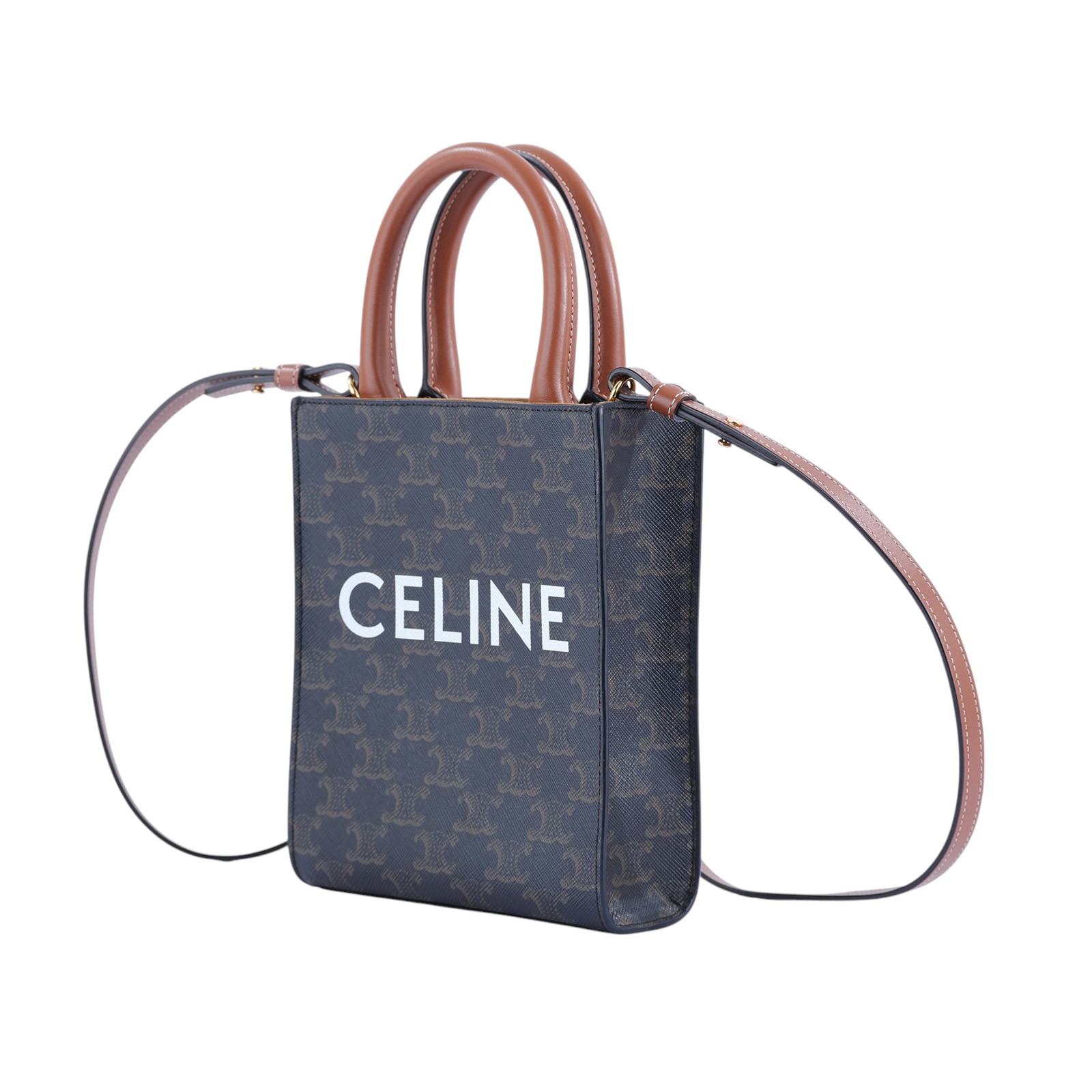 思琳 CELINE Triomphe帆布 迷你 直式 Cabas 肩背 手提包 194372BZK 凱旋門直立CABAS MINI 防塵袋
