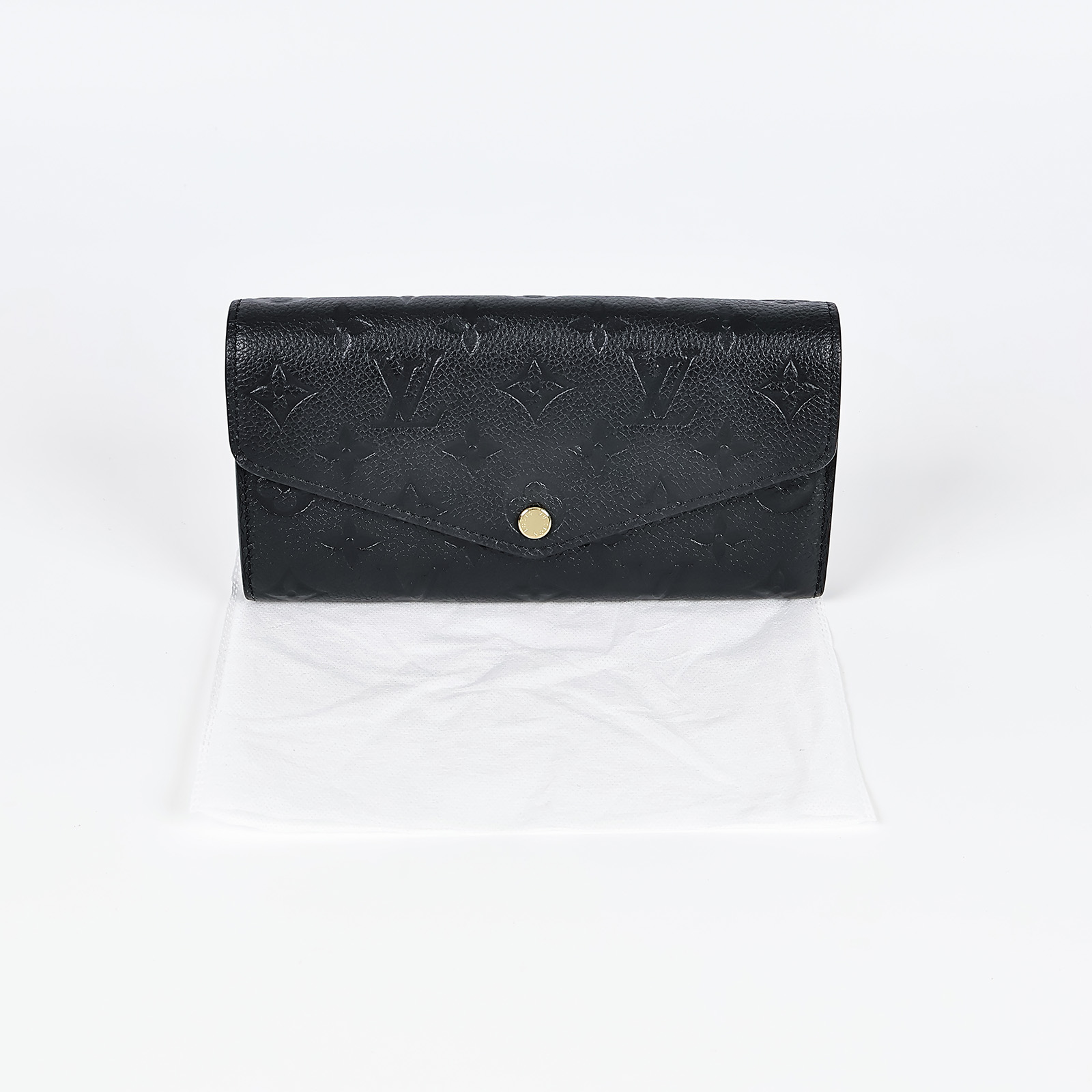 路易威登 LOUIS VUITTON Sarah 錢包 壓花牛皮 黑色 M82257 晶片款 黑壓紋SARAH長夾 無附屬品