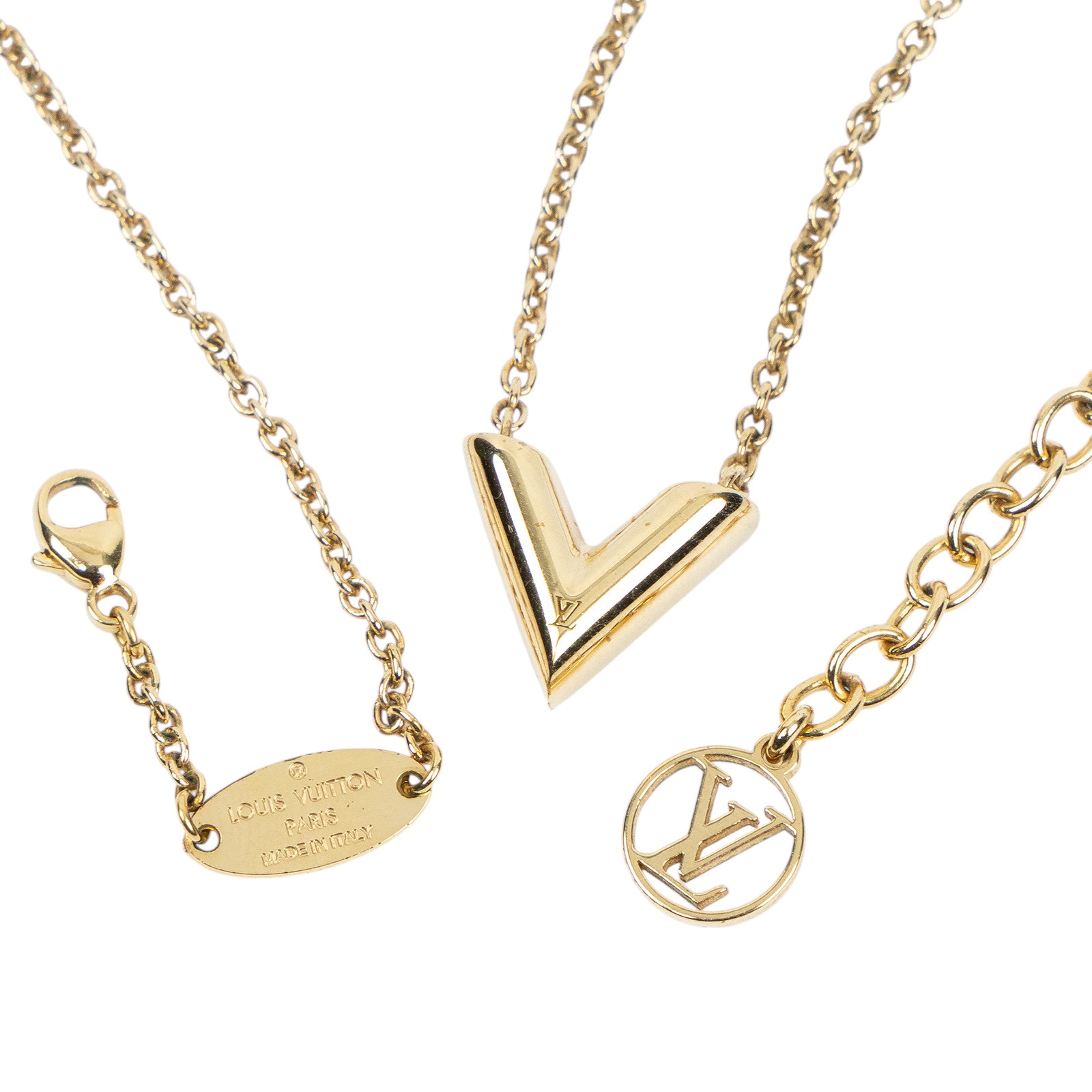 路易威登 LOUIS VUITTON Essential V 項鏈 金屬色 M61083 金ESSENTIAL V項鍊 防塵袋
