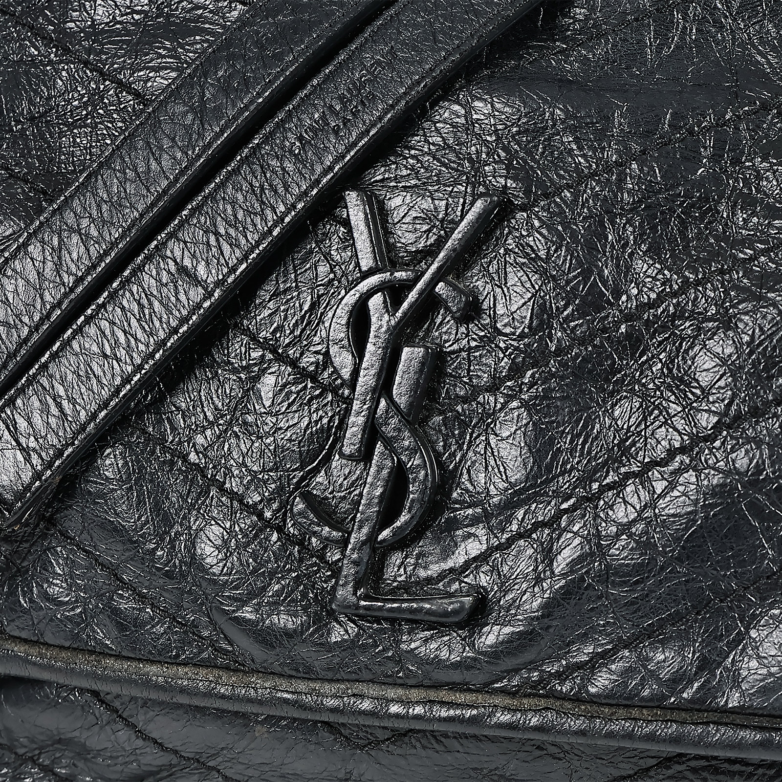 聖羅蘭 YSL SAINT LAURENT NIKI  復古皮革 山型紋 翻蓋 肩背包 中號 4988940EN04 黑NIKI MEDIUM 無附屬品