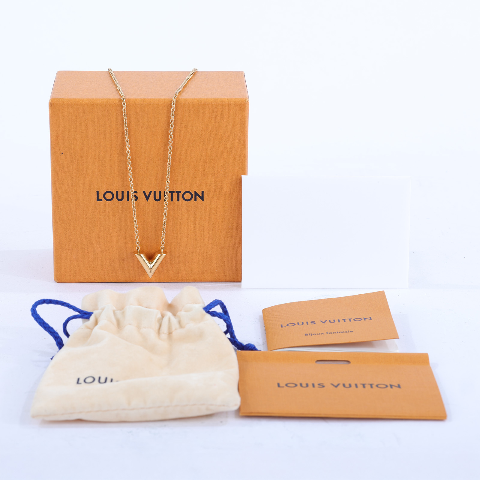 路易威登 LOUIS VUITTON Essential V 項鏈 金屬色 M61083 金ESSENTIAL V項鍊 原廠盒子/防塵袋