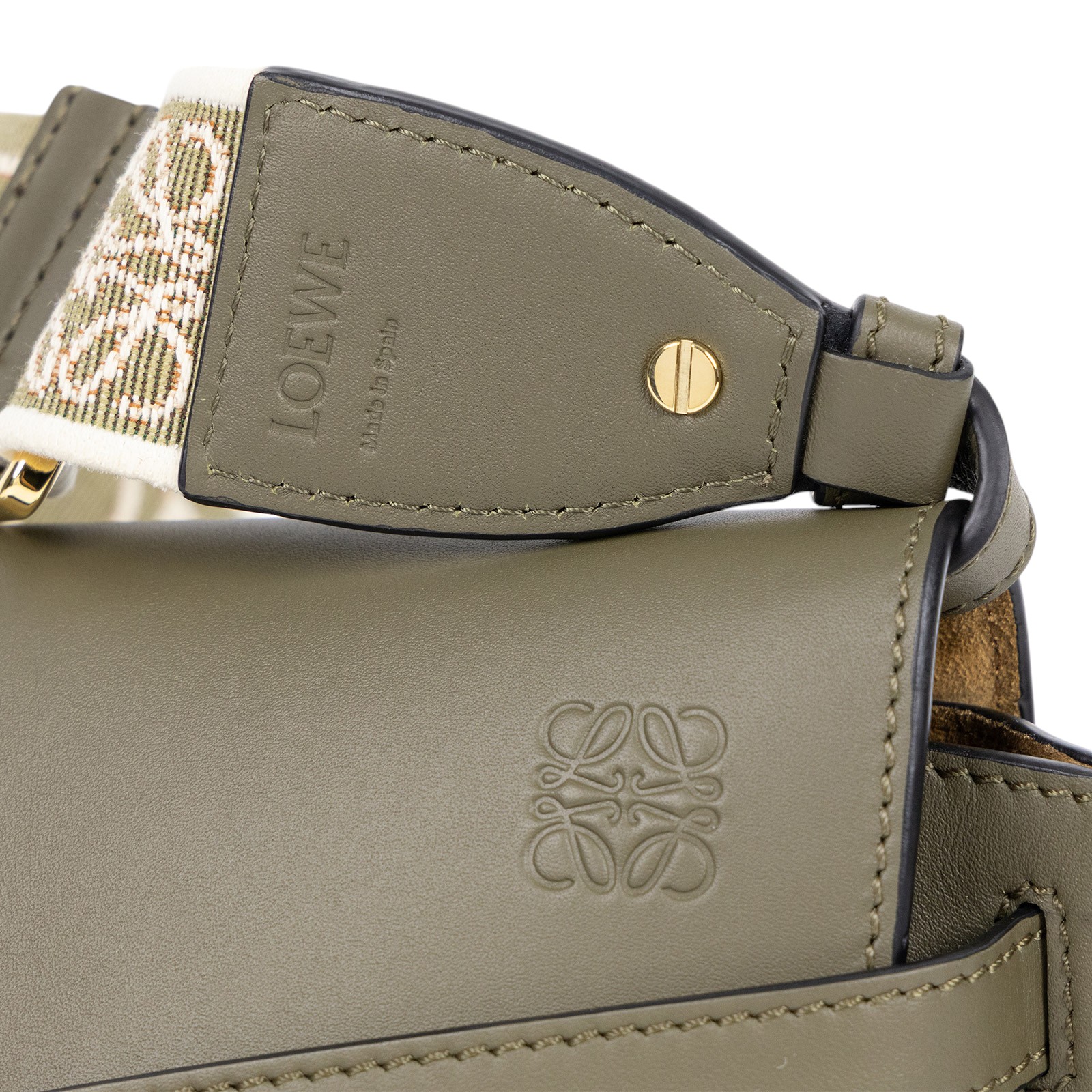 羅意威 LOEWE Mini Gate Dual bag 迷你 小牛皮 肩背包 帆布背帶  墨綠帆布背帶GATE MINI 無附屬品