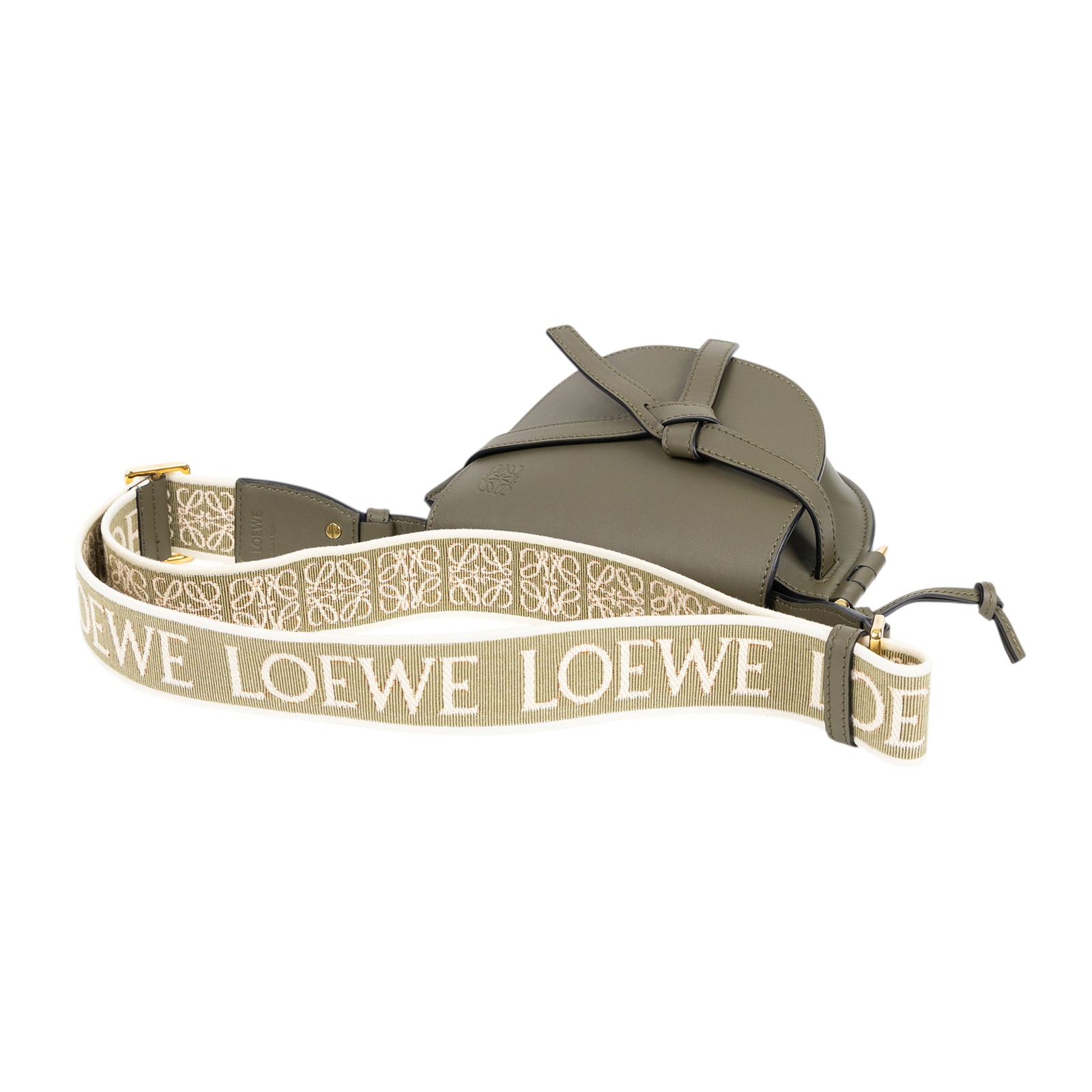羅意威 LOEWE Mini Gate Dual bag 迷你 小牛皮 肩背包 帆布背帶  墨綠帆布背帶GATE MINI 無附屬品