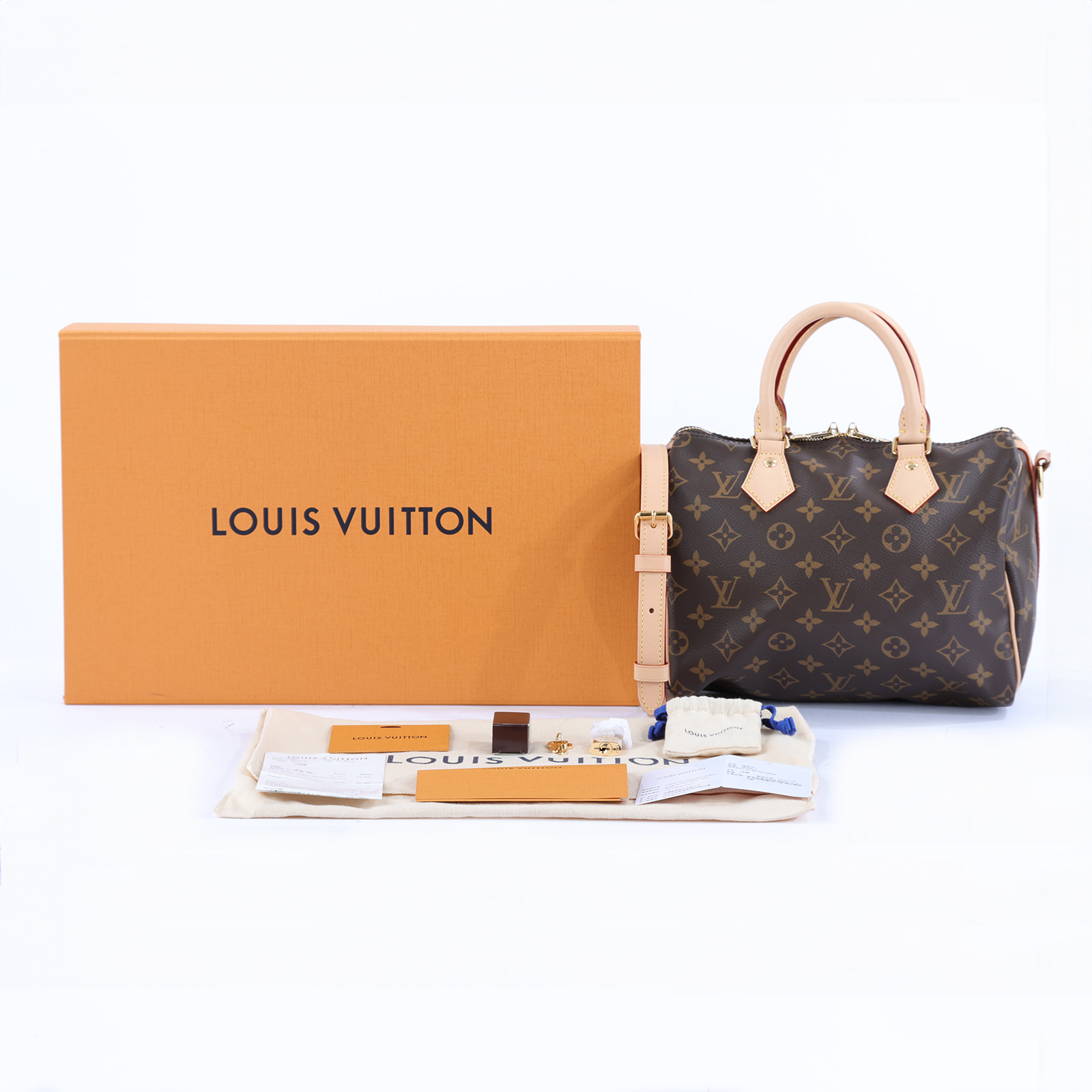路易威登 LOUIS VUITTON Speedy Bandoulière 25  波士頓包 手提包 經典帆布 M46977 晶片款  原廠盒子/防塵袋/背帶/鎖組/台灣購買證明