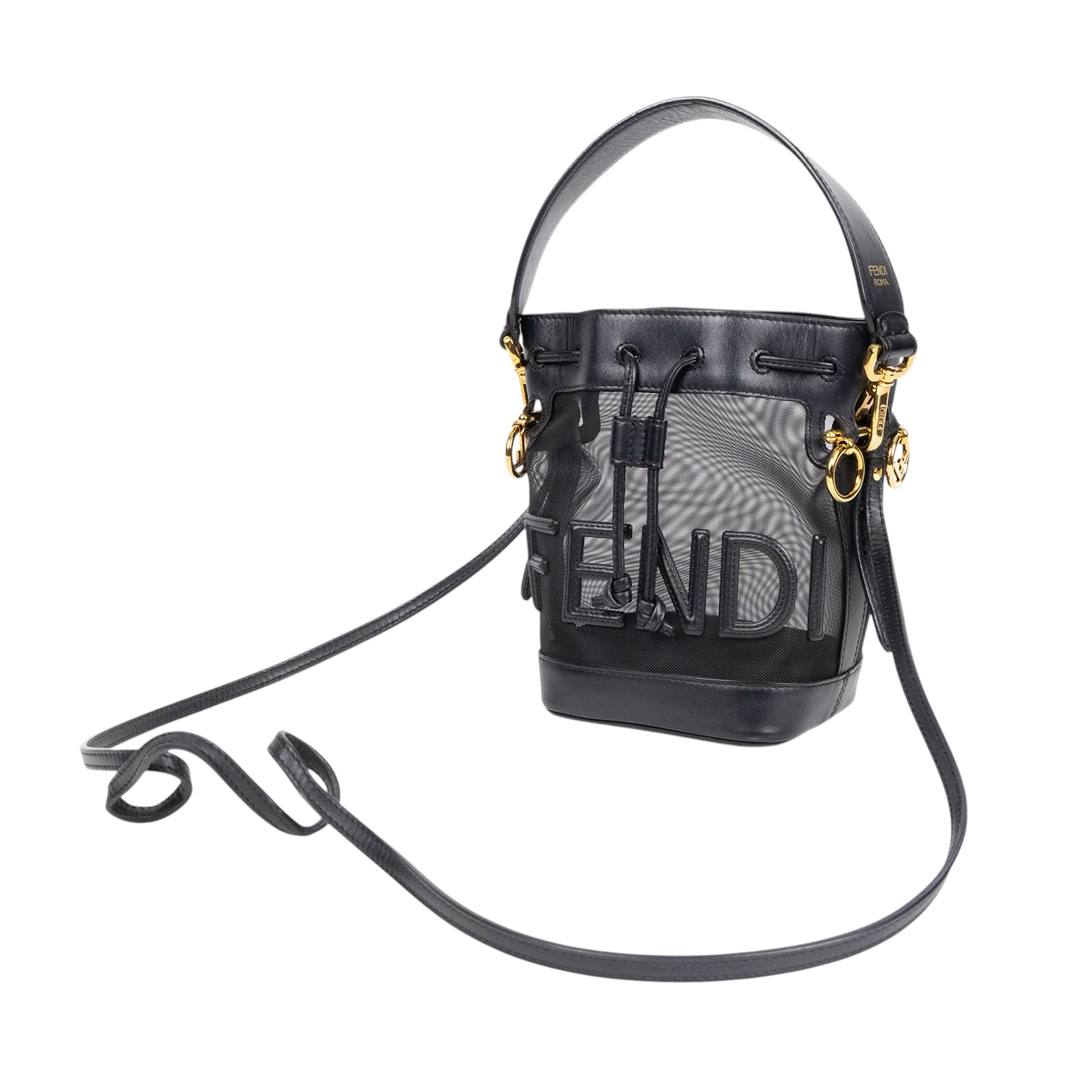 芬迪 FENDI Mon Tresor 皮革 迷你 手袋 8BS010AAYS 黑小水桶包 防塵袋