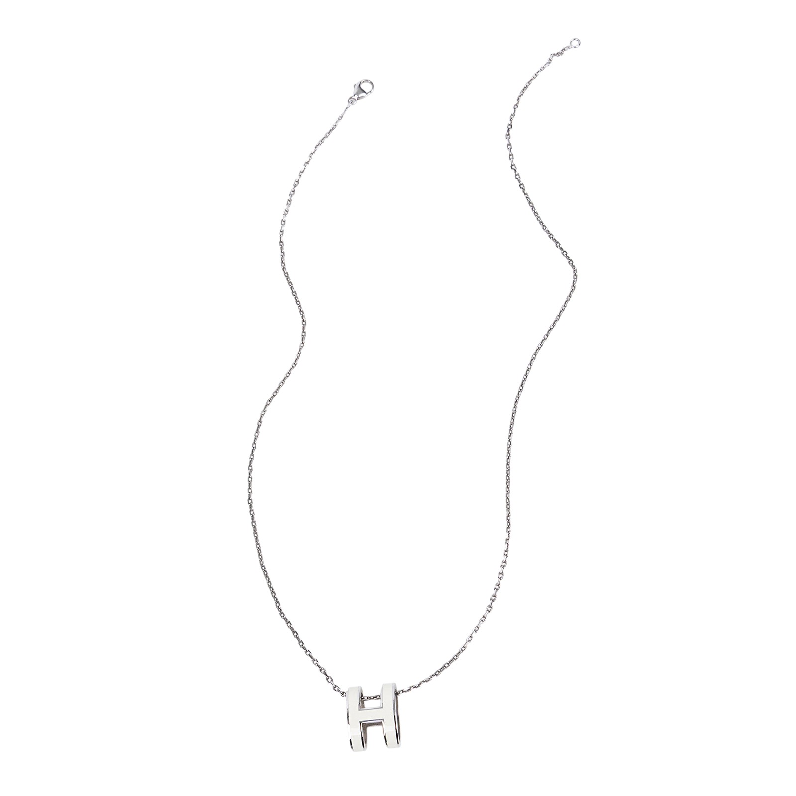 愛馬仕 Hermès Pop H 墜飾 POPHP ST0129 白銀POP H項鍊 無附屬品