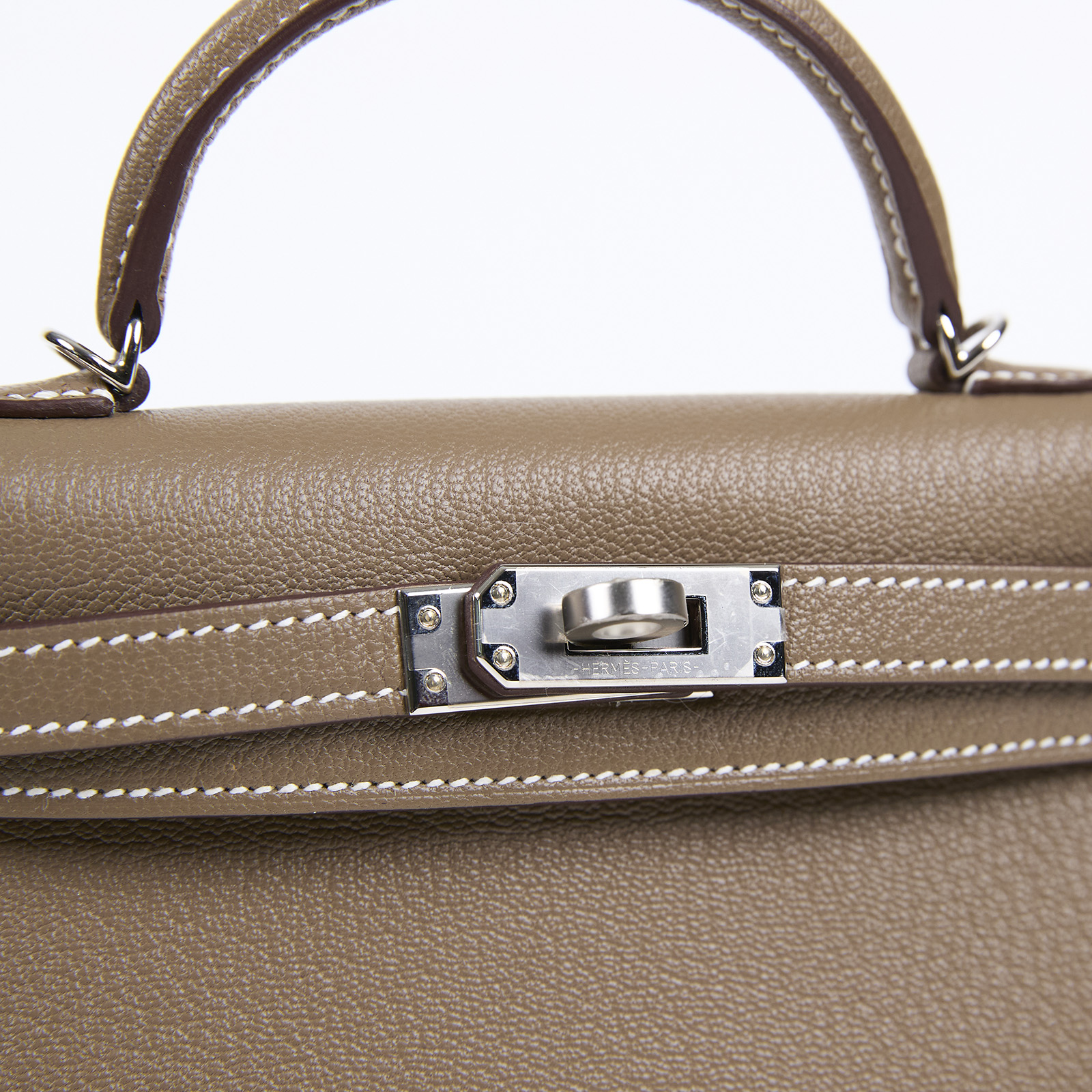 愛馬仕 Hermès Kelly Bag 凱莉包 mini KLM W刻 大象灰MINI KELLY Chevre 原廠盒子/防塵袋/背帶