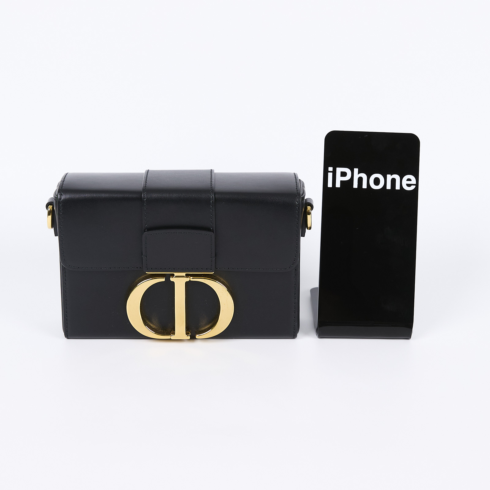 迪奧 CHRISTIAN DIOR 30 Montaigne 肩背手提包 M9204UMOS 黑金MONTAIGNE BOX 防塵袋/背帶/購買證明
