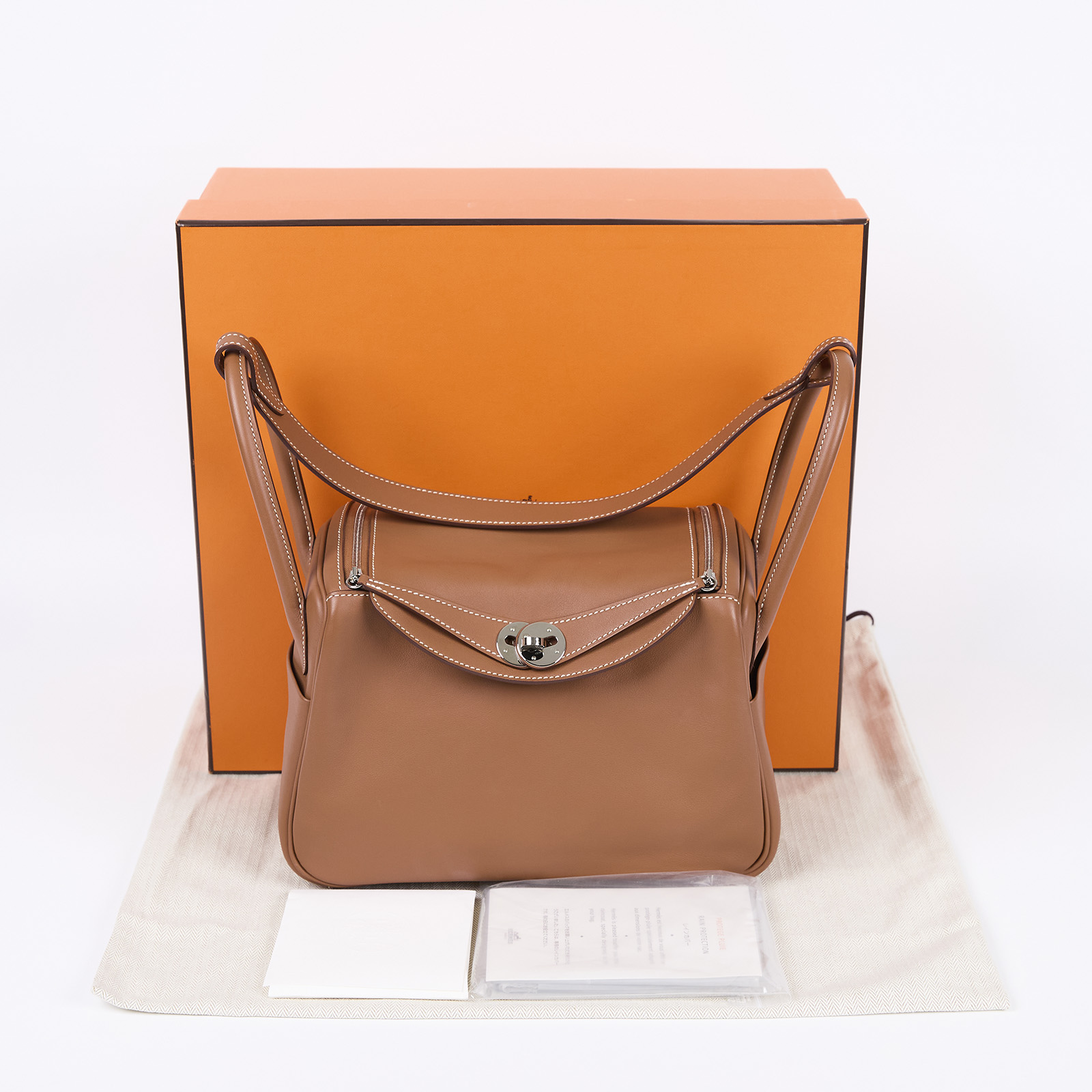 愛馬仕 Hermès Lindy 琳迪包 26 LD26 H070416/Z刻 金棕內拼琥珀黃LINDY26 SWIFT 原廠盒子/防塵袋
