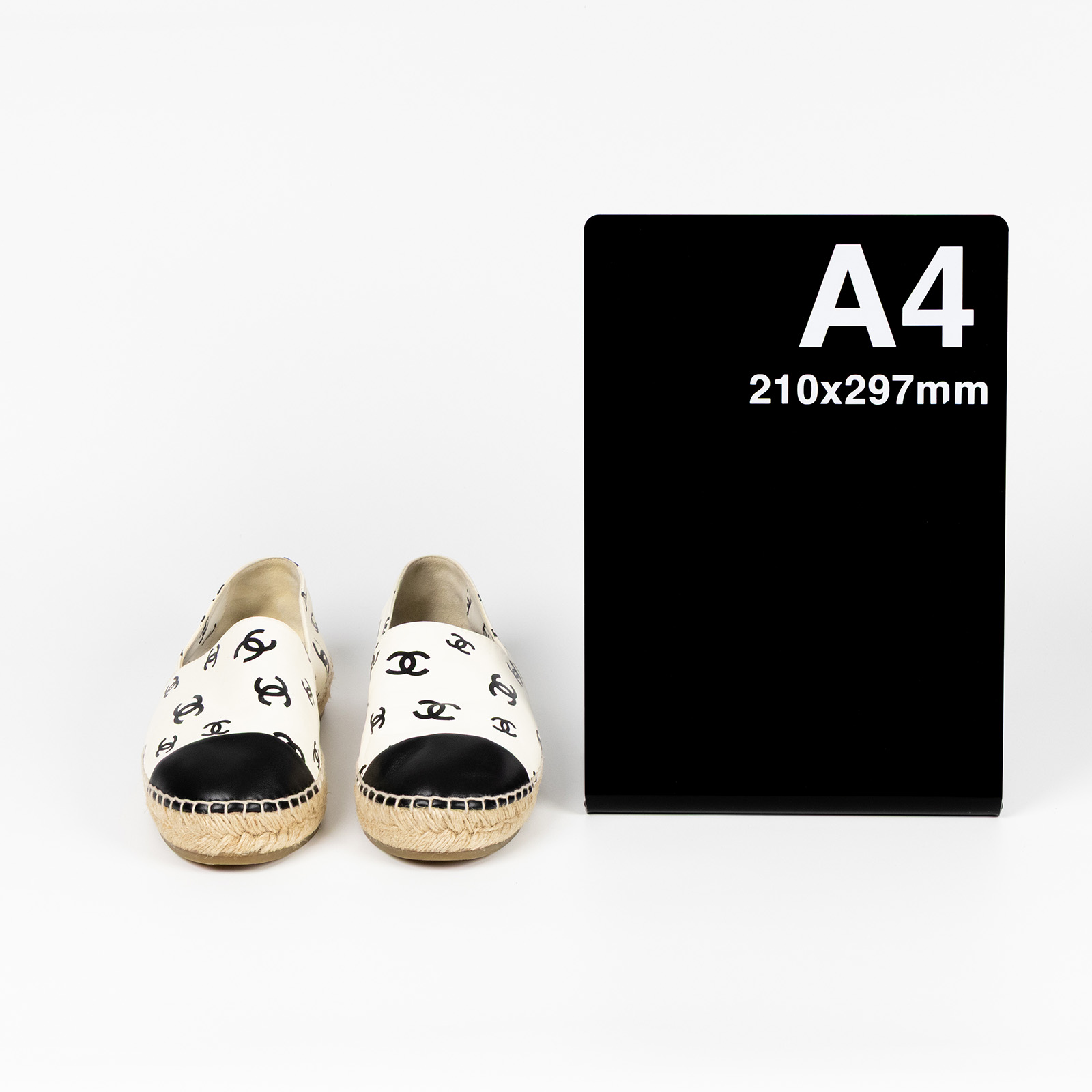 香奈兒 CHANEL Espadrilles 漁夫鞋 G38628_41 白底黑LOGO草編鞋 #41 無附屬品