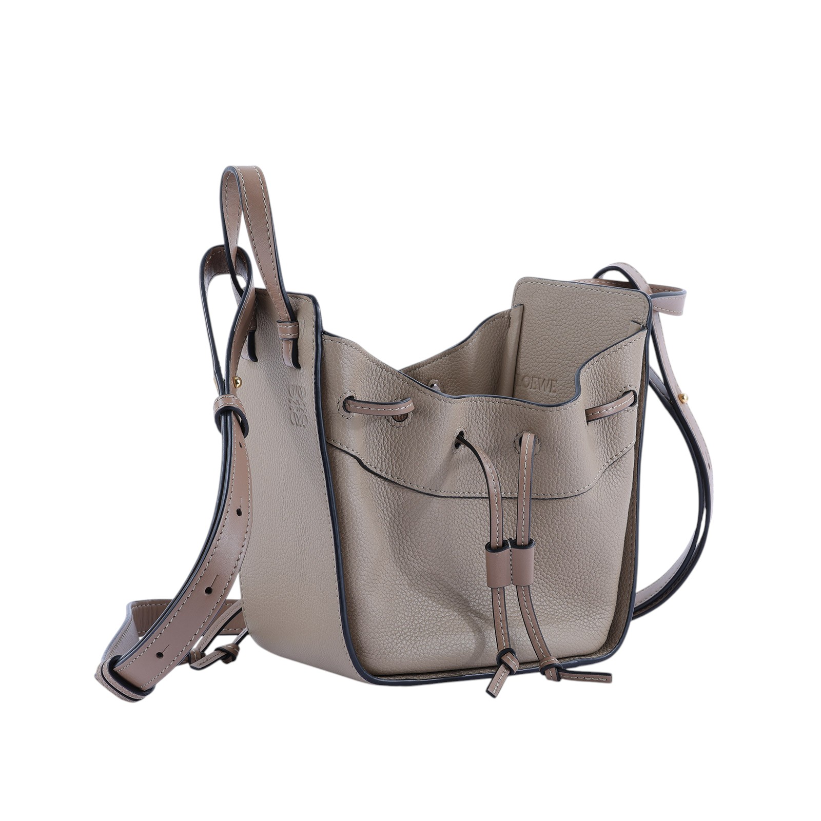 羅意威 LOEWE Mini Hammock drawstring 迷你 小牛皮 肩背 吊床包 A538V07X15 奶茶HAMMOCK MINI 防塵袋