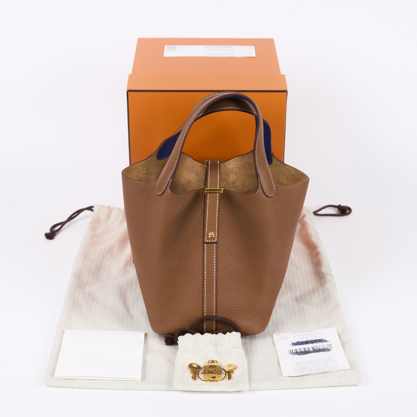 愛馬仕 Hermès Picotin Lock 18 菜籃子包 PT18 U刻 金棕PICONTIN18 原廠盒子/防塵袋/購買證明影本/鎖組