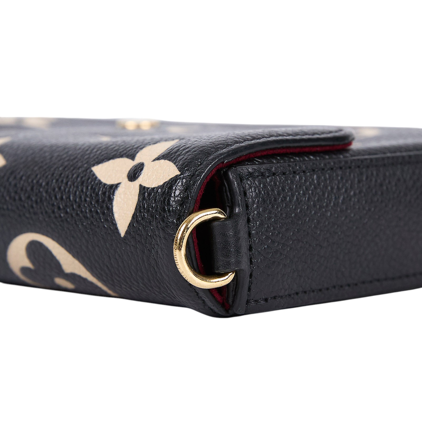 路易威登 LOUIS VUITTON Félicie Pochette 粒面壓花牛皮 翻蓋 斜背 鍊帶 肩背包 黑色 米白色 M82479 晶片款  原廠盒子/防塵袋