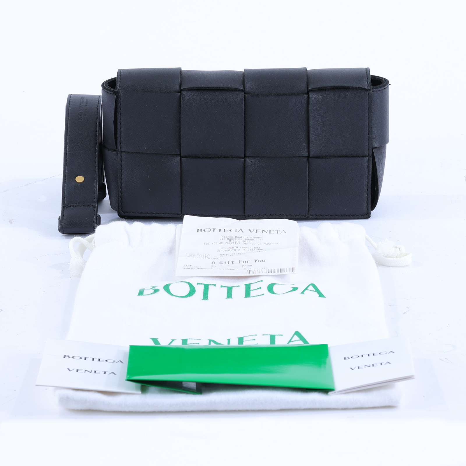 寶緹嘉 BOTTEGA VENETA Cassette 方形編織 腰包 668572 黑CASSETTE腰包2X4 防塵袋/購買證明