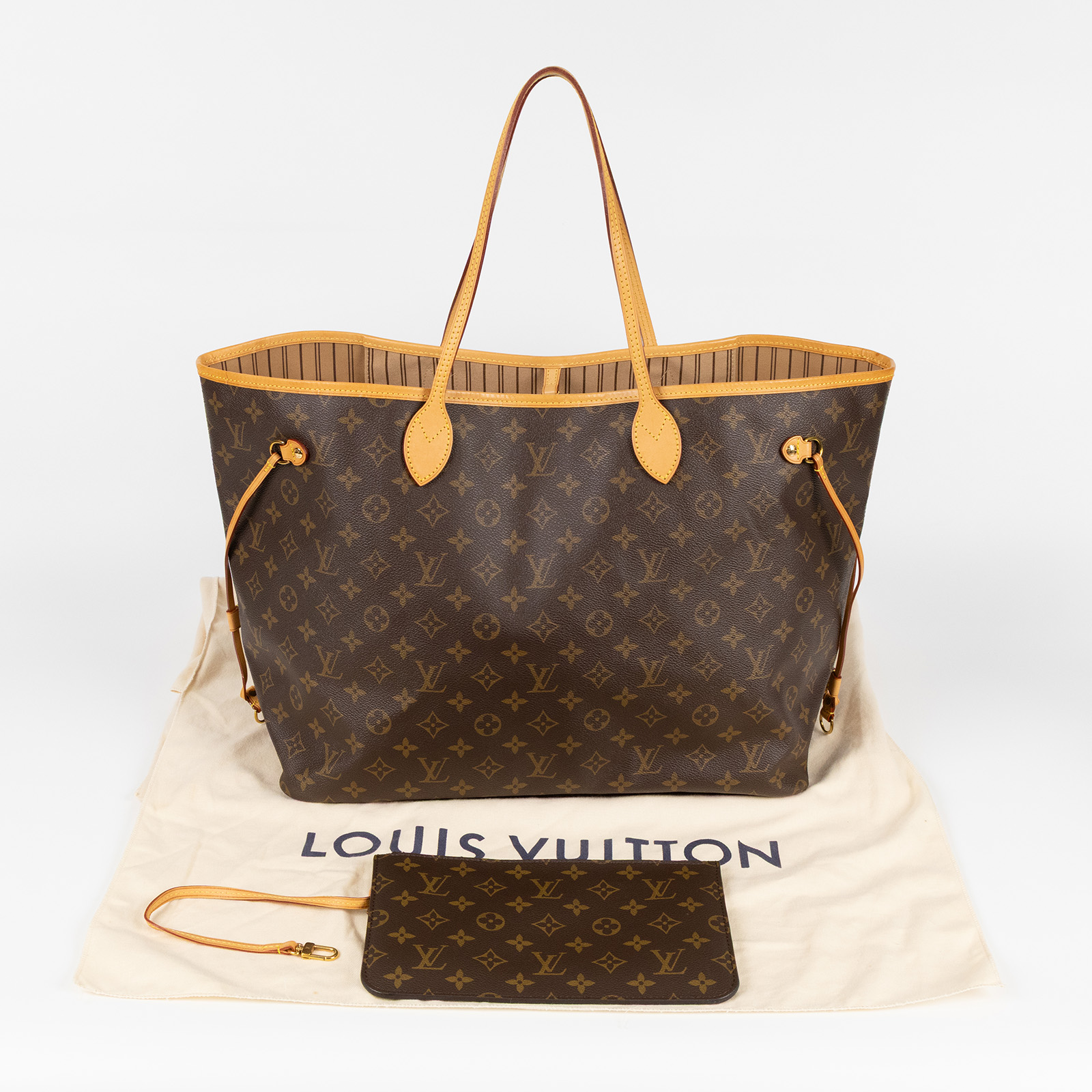 路易威登 LOUIS VUITTON Neverfull GM 托特包 經典帆布 駝色 M46978 原花 NEVERFULL GM 防塵袋/內袋