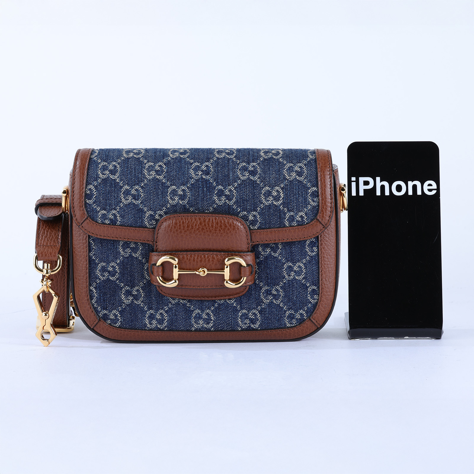 古馳 GUCCI Horsebit 1955 迷你 馬鞍包 658574 丹寧1955 MINI 無附屬品