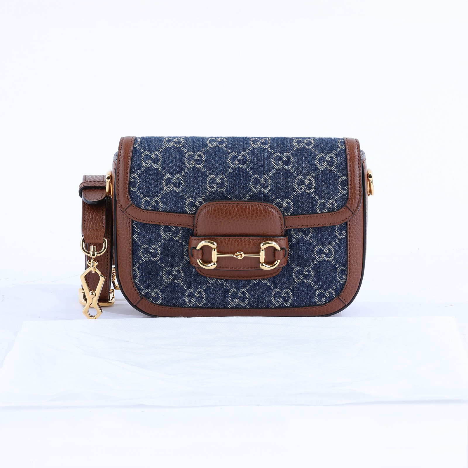 古馳 GUCCI Horsebit 1955 迷你 馬鞍包 658574 丹寧1955 MINI 無附屬品