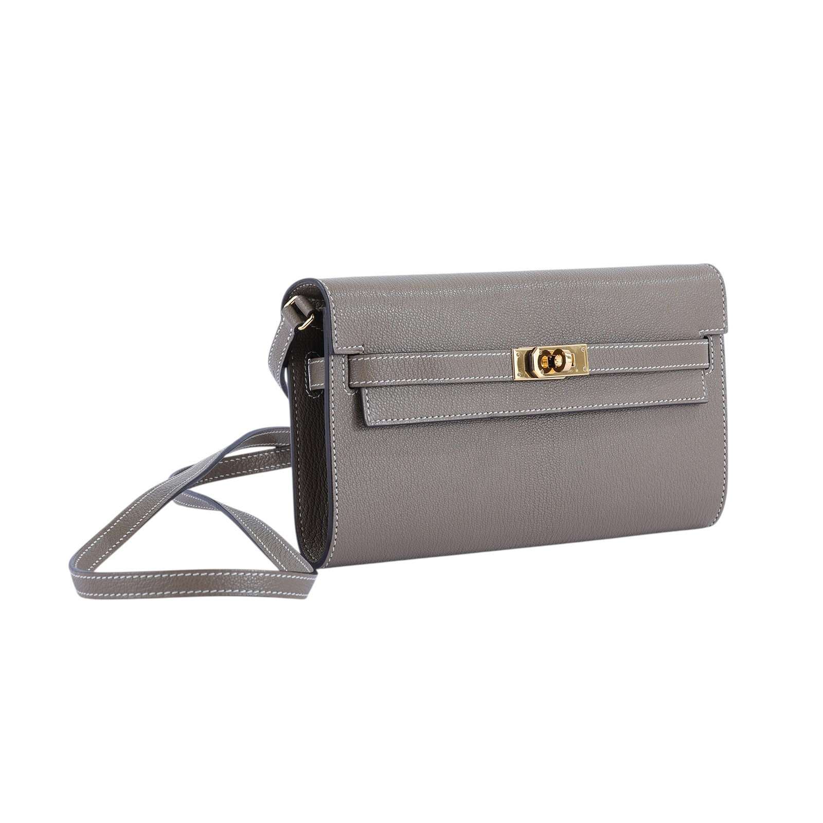 愛馬仕 Hermès Kelly to go 長夾肩背包 KLG U刻 大象灰KELLY TO GO 購買證明