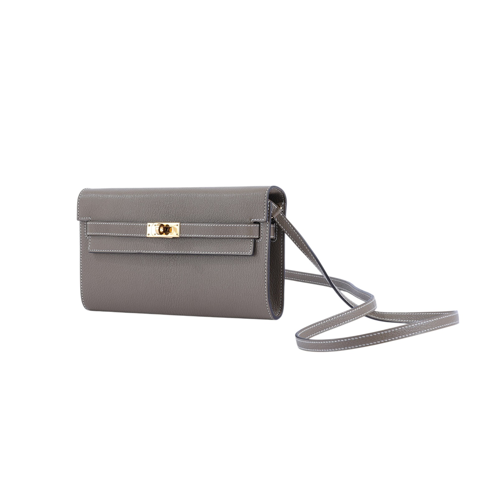 愛馬仕 Hermès Kelly to go 長夾肩背包 KLG U刻 大象灰KELLY TO GO 購買證明