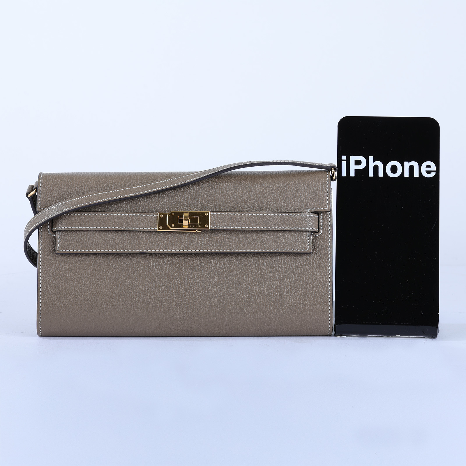 愛馬仕 Hermès Kelly to go 長夾肩背包 KLG U刻 大象灰KELLY TO GO 購買證明
