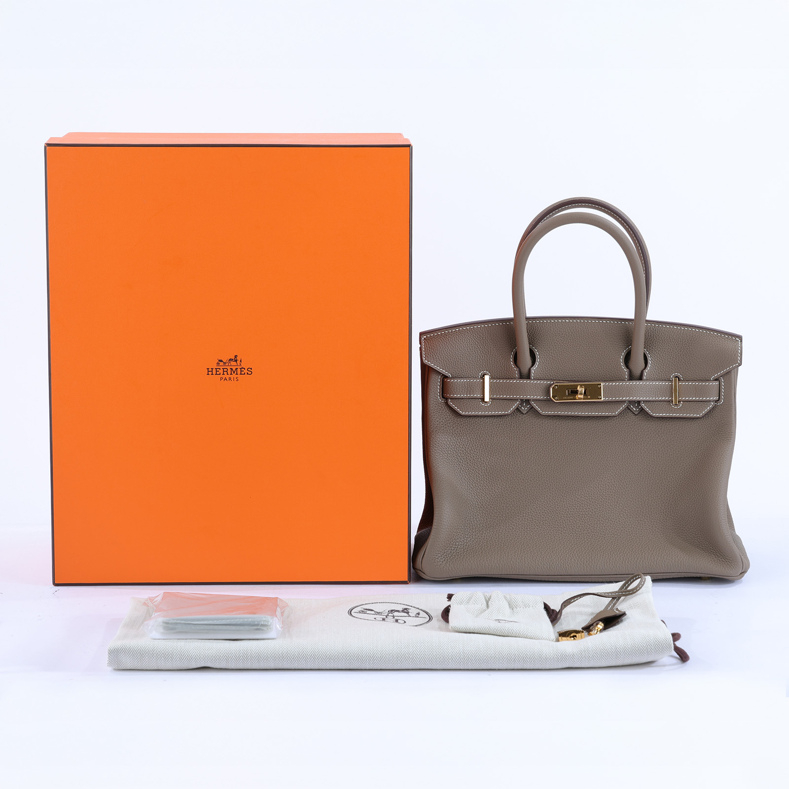愛馬仕 Hermès Birkin Bag 柏金包 30 BK30 D刻 大象灰BIRKIN30 原廠盒子/防塵袋/鎖組/雨衣