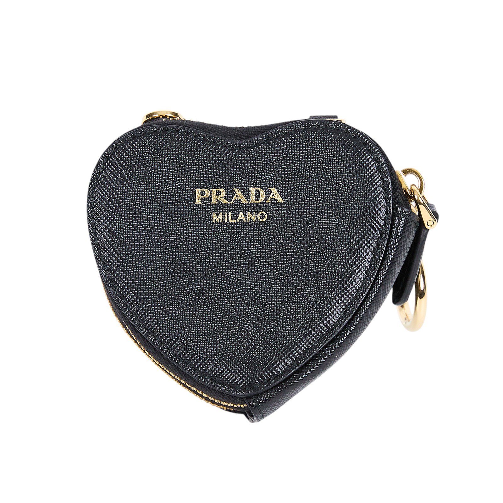 普拉達 PRADA Mini Pouch 迷你隨身包 1TL453_053 黑色鐵牌愛心POUCH 原廠盒子