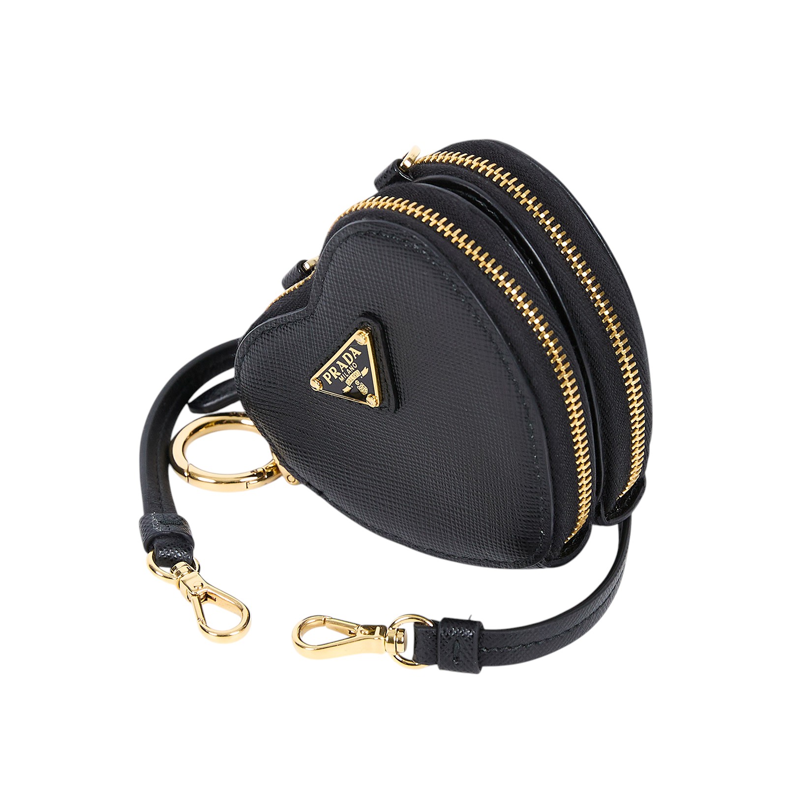 普拉達 PRADA Mini Pouch 迷你隨身包 1TL453_053 黑色鐵牌愛心POUCH 原廠盒子