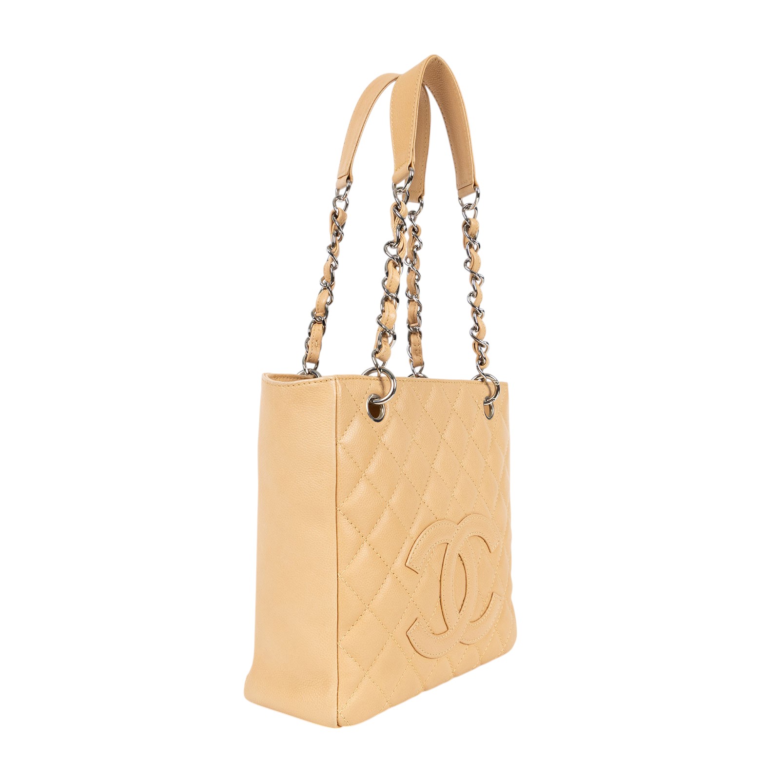 香奈兒 CHANEL PST Petite Shopping Tote CC Logo 菱格 荔枝紋 肩背 托特包 A20994 12開奶茶荔枝PST 防塵袋/保證卡