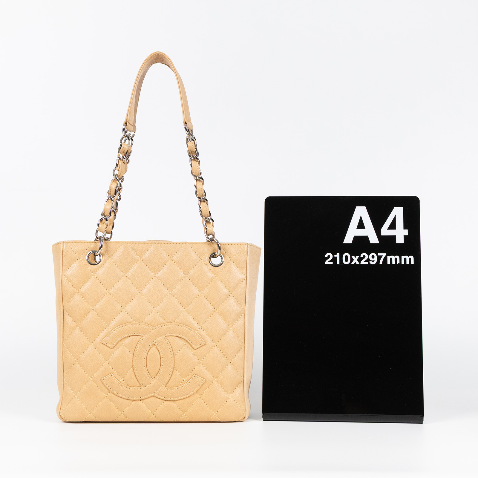 香奈兒 CHANEL PST Petite Shopping Tote CC Logo 菱格 荔枝紋 肩背 托特包 A20994 12開奶茶荔枝PST 防塵袋/保證卡
