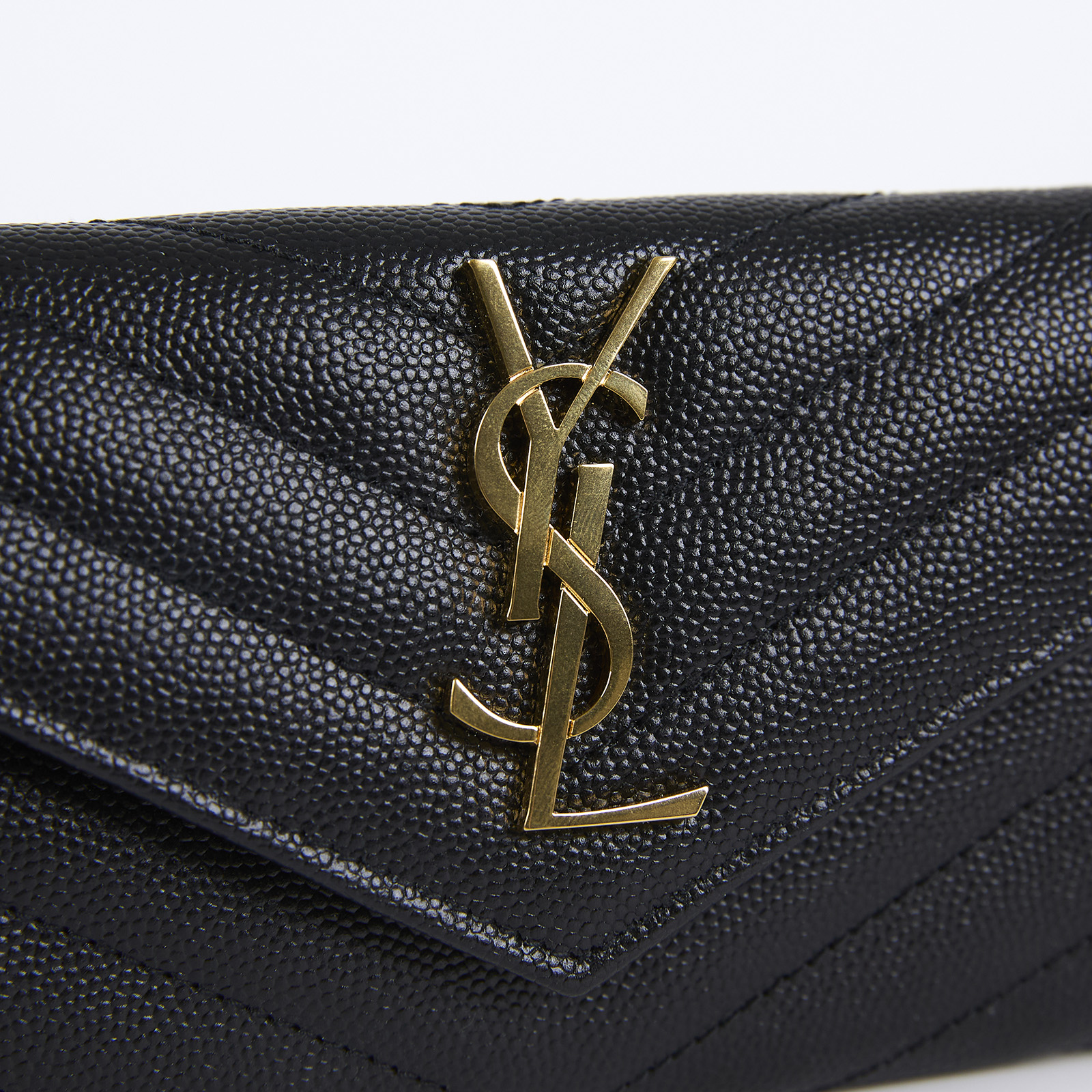 聖羅蘭 YSL SAINT LAURENT 錢包 卡片夾  黑金魚子醬卡包 原廠盒子/防塵袋