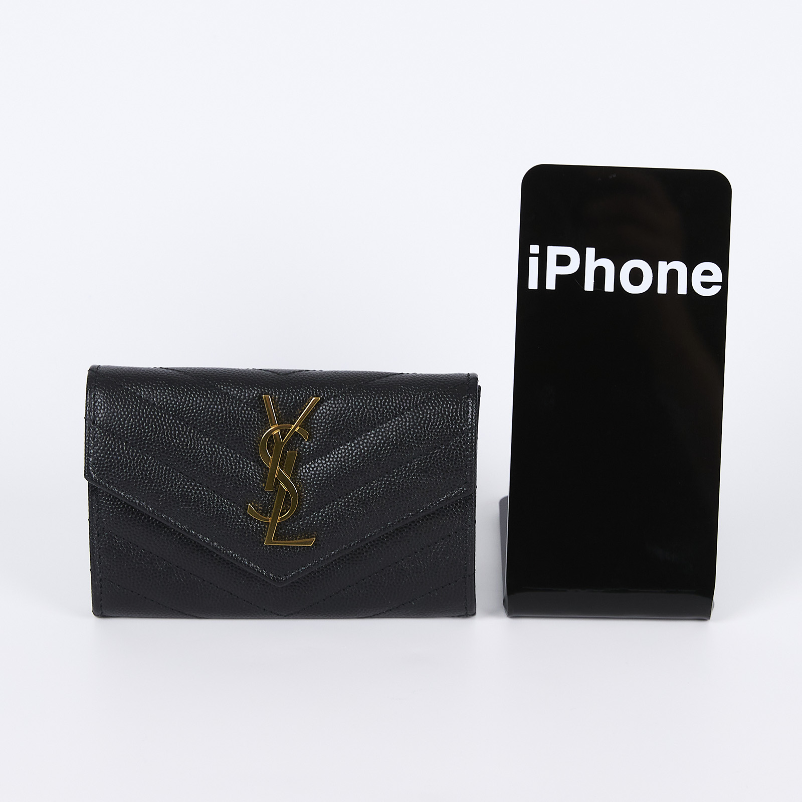 聖羅蘭 YSL SAINT LAURENT 錢包 卡片夾  黑金魚子醬卡包 原廠盒子/防塵袋