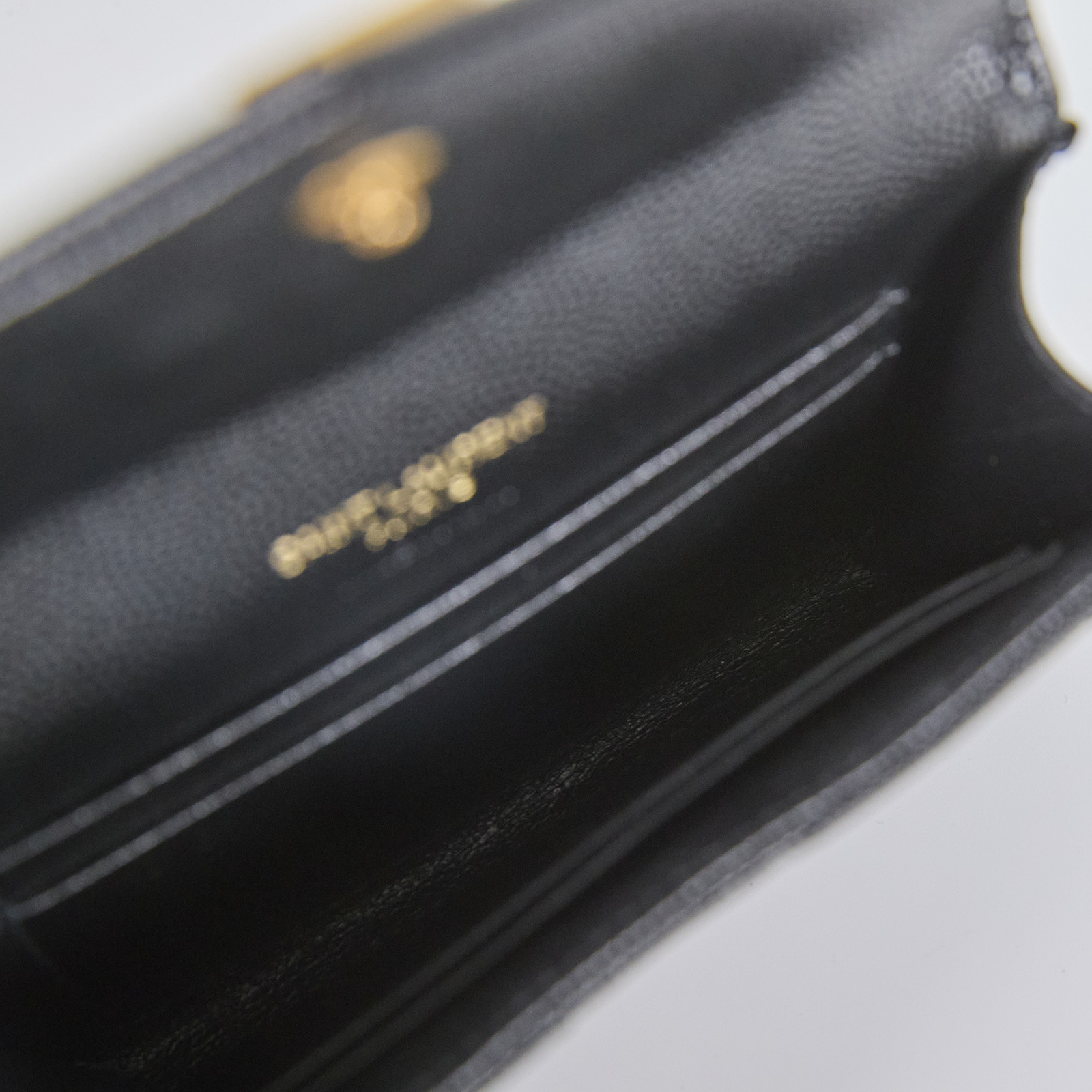 聖羅蘭 YSL SAINT LAURENT 錢包 卡片夾  黑金魚子醬卡包 原廠盒子/防塵袋