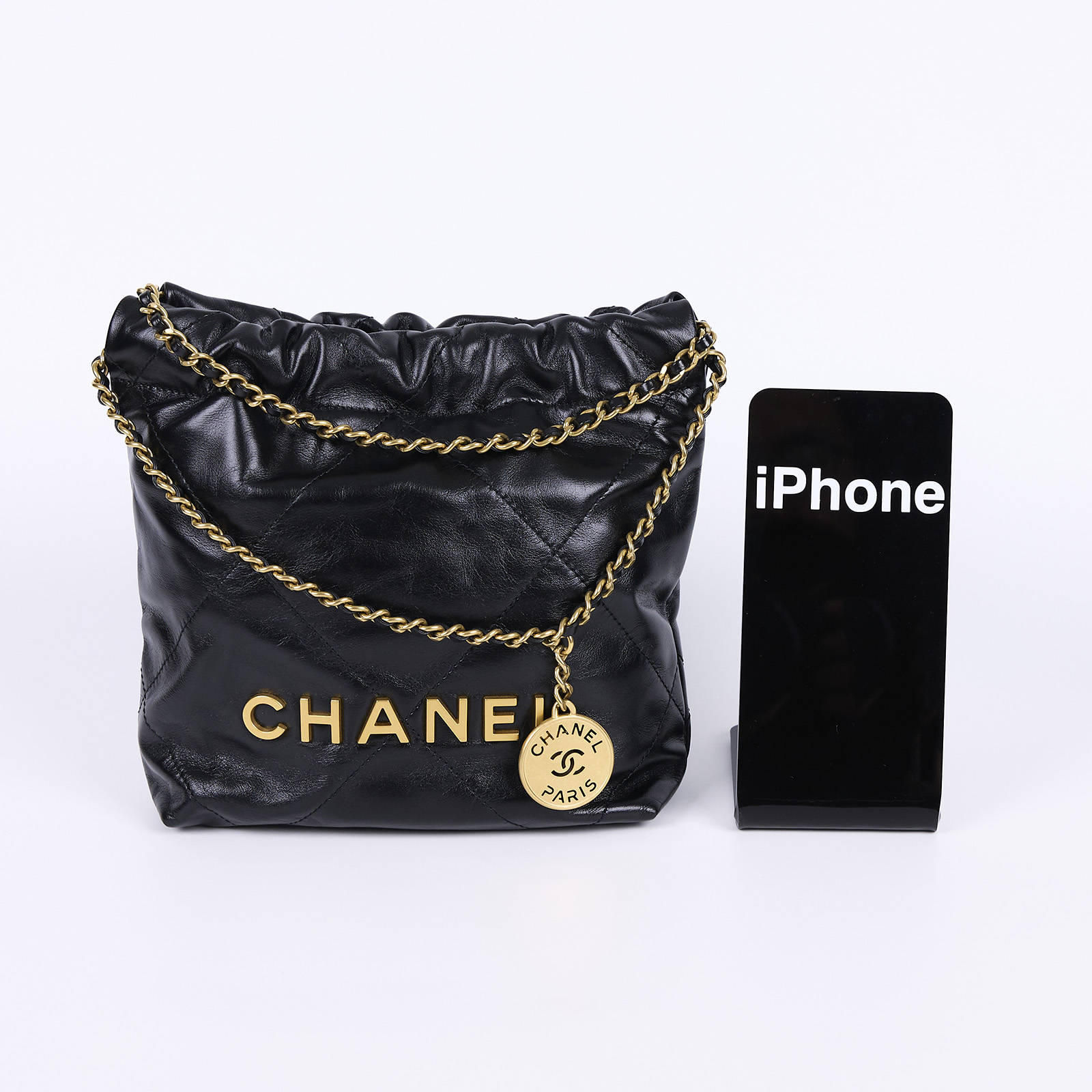 香奈兒 CHANEL 22 迷你 束口包 AS3980 晶片款 黑金22包 MINI 防塵袋