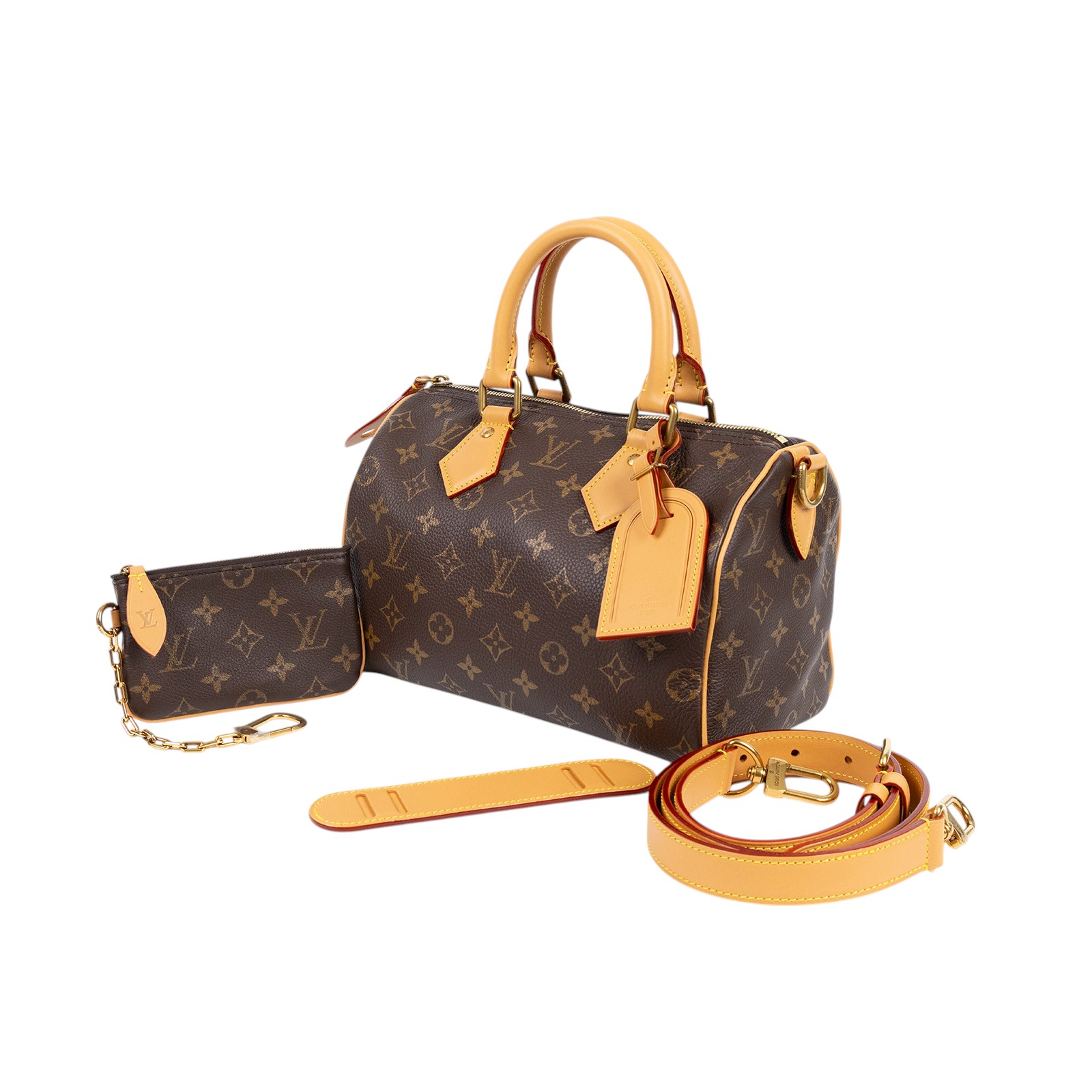 路易威登 LOUIS VUITTON Speedy P9 Bandoulière 25 波士頓包 手提包 M24443 晶片款  原廠盒子/防塵袋/鎖組/內袋/背帶