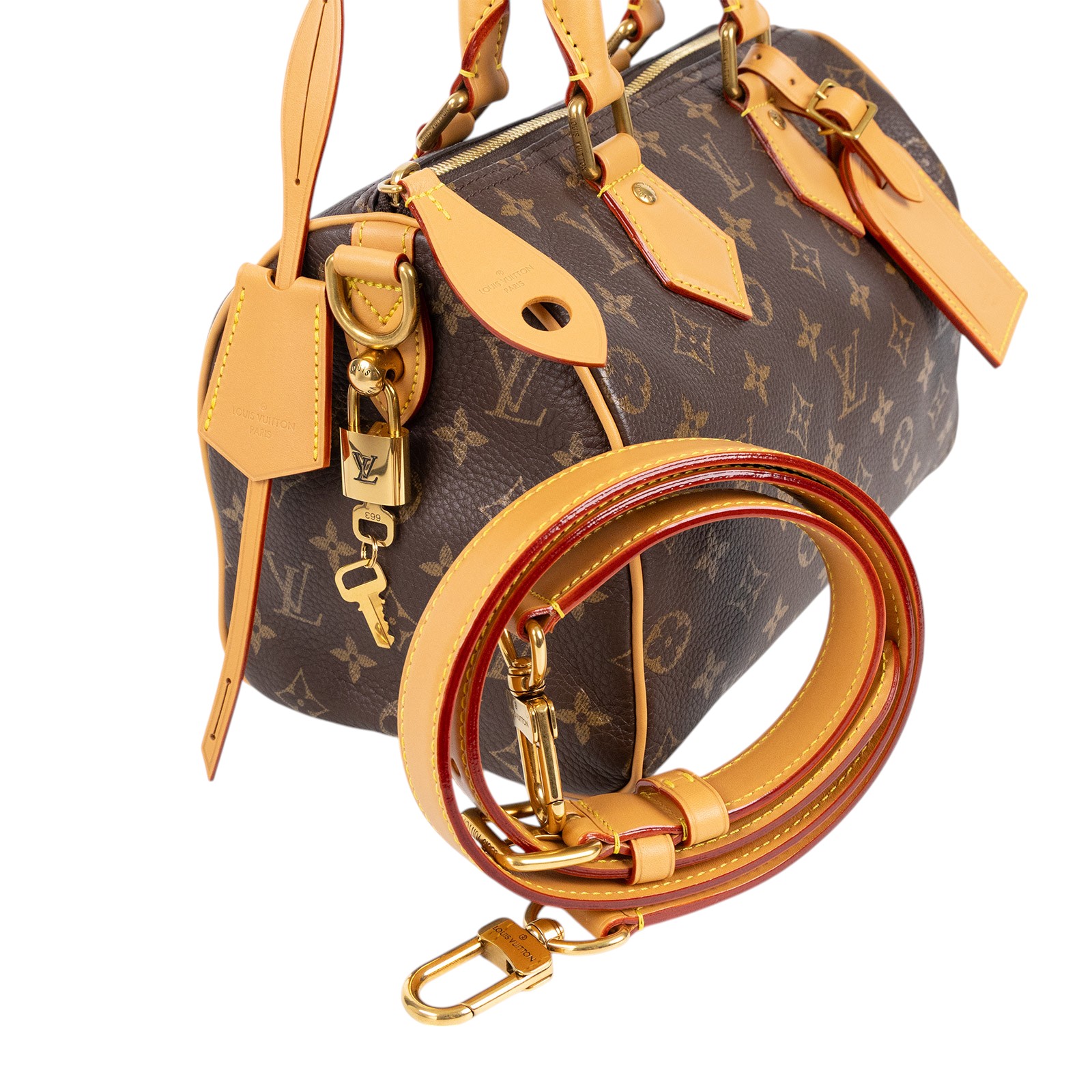 路易威登 LOUIS VUITTON Speedy P9 Bandoulière 25 波士頓包 手提包 M24443 晶片款  原廠盒子/防塵袋/鎖組/內袋/背帶