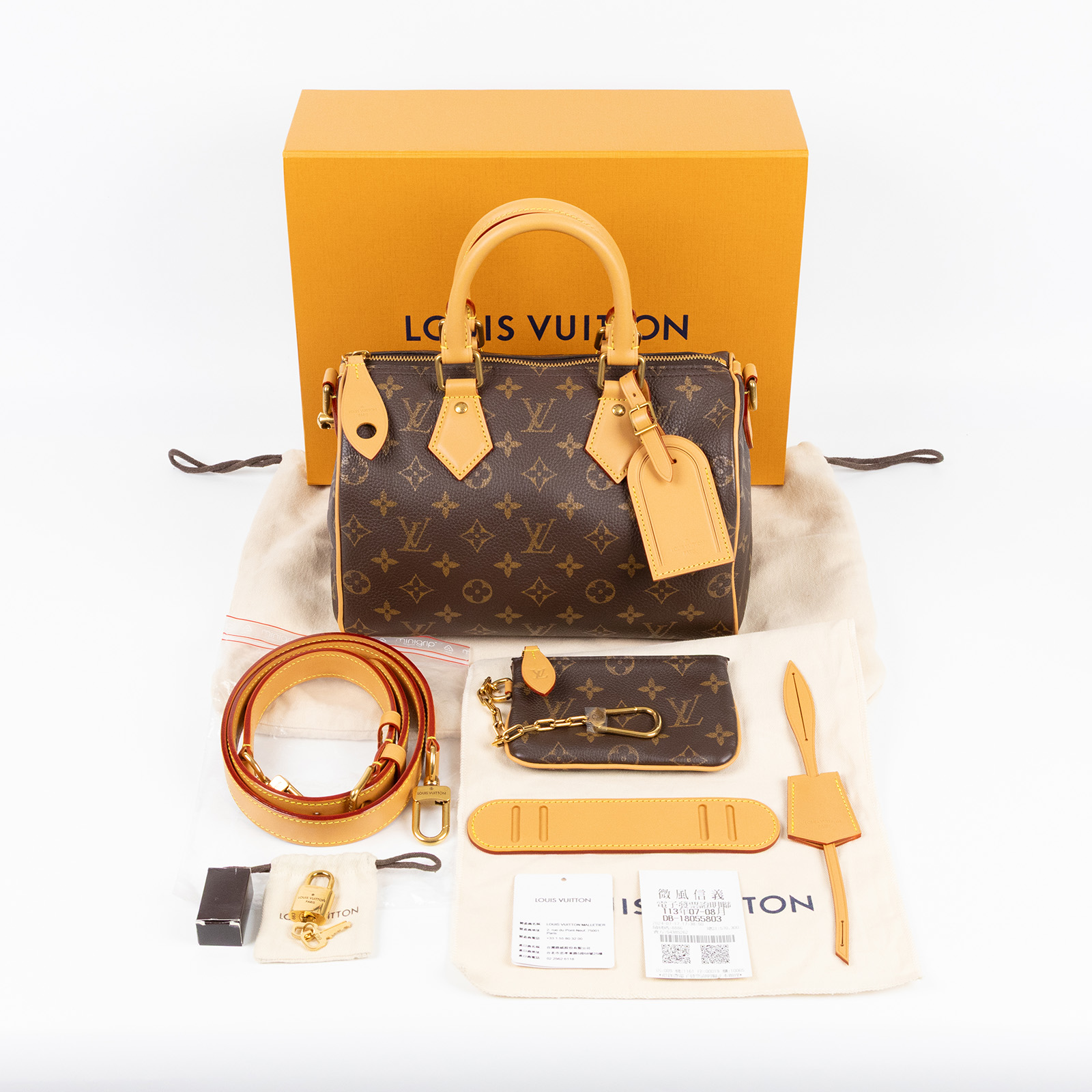 路易威登 LOUIS VUITTON Speedy P9 Bandoulière 25 波士頓包 手提包 M24443 晶片款  原廠盒子/防塵袋/鎖組/內袋/背帶