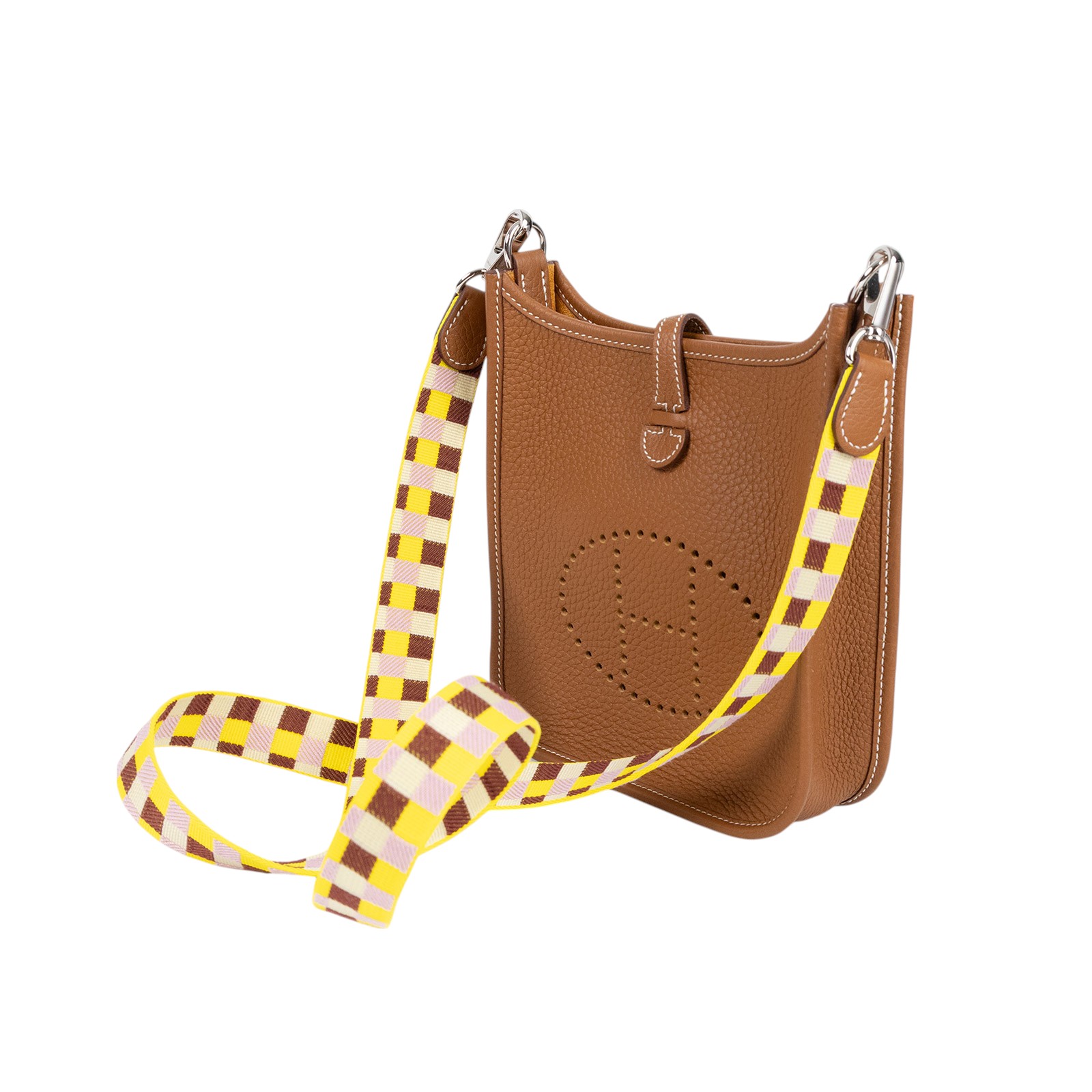 愛馬仕 Hermès Evelyne Bag Mini 伊芙琳包 Evelyne 16 EV16 U刻 金棕拼黃EVELYNE MINI 原廠盒子/防塵袋