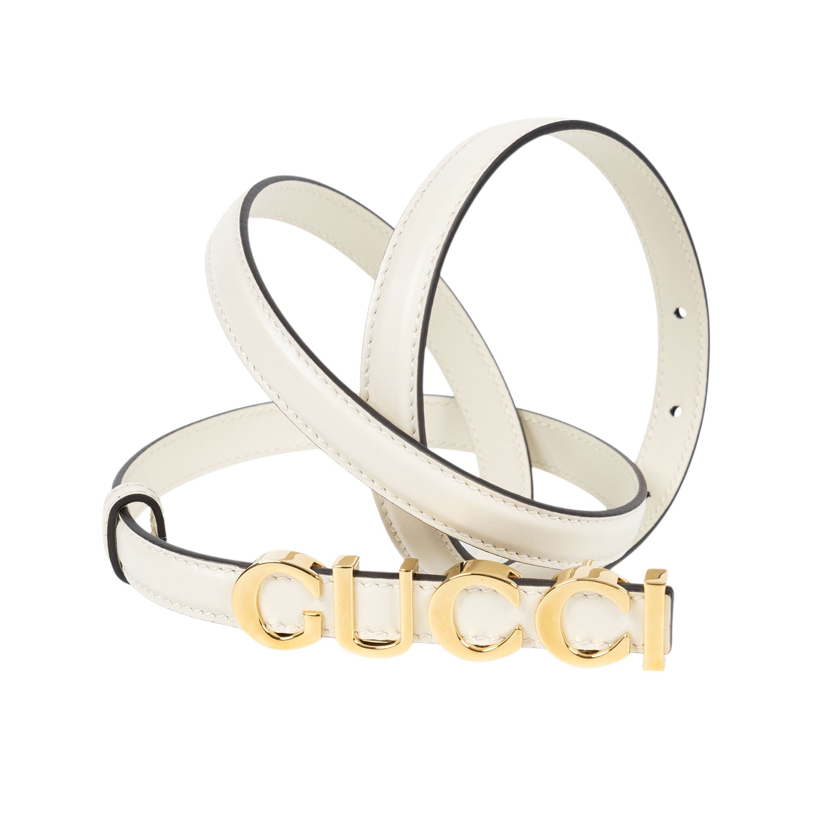 古馳 GUCCI 壓釦 窄版 皮帶 751602_90 白金字母LODO釦窄版皮帶 防塵袋/原廠盒子