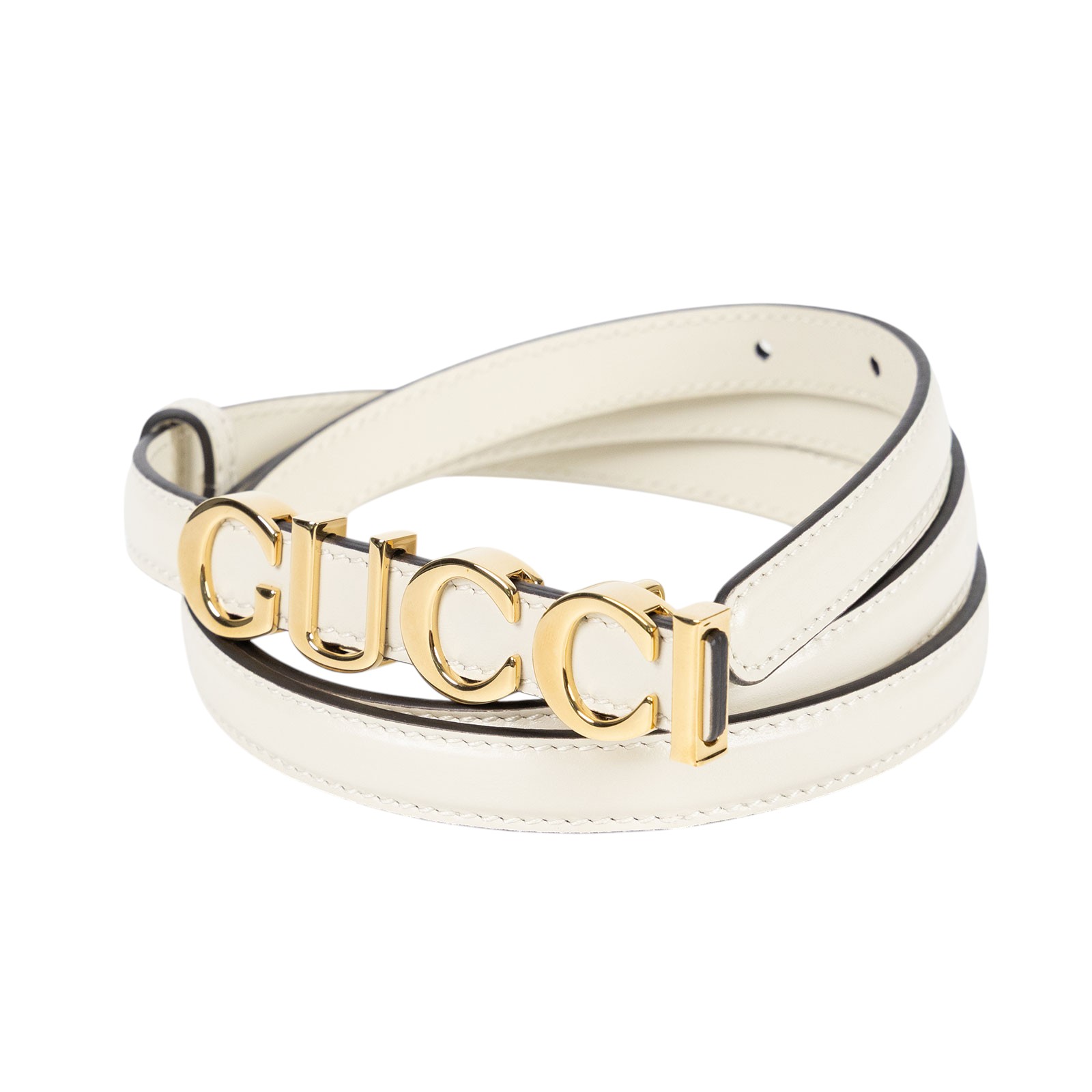 古馳 GUCCI 壓釦 窄版 皮帶 751602_90 白金字母LODO釦窄版皮帶 防塵袋/原廠盒子