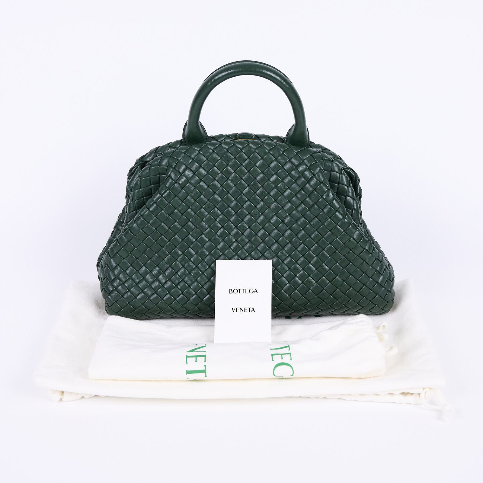 寶緹嘉 BOTTEGA VENETA Handle 手提包 小型 691188 綠編織HANDLE 小號 防塵袋/背帶
