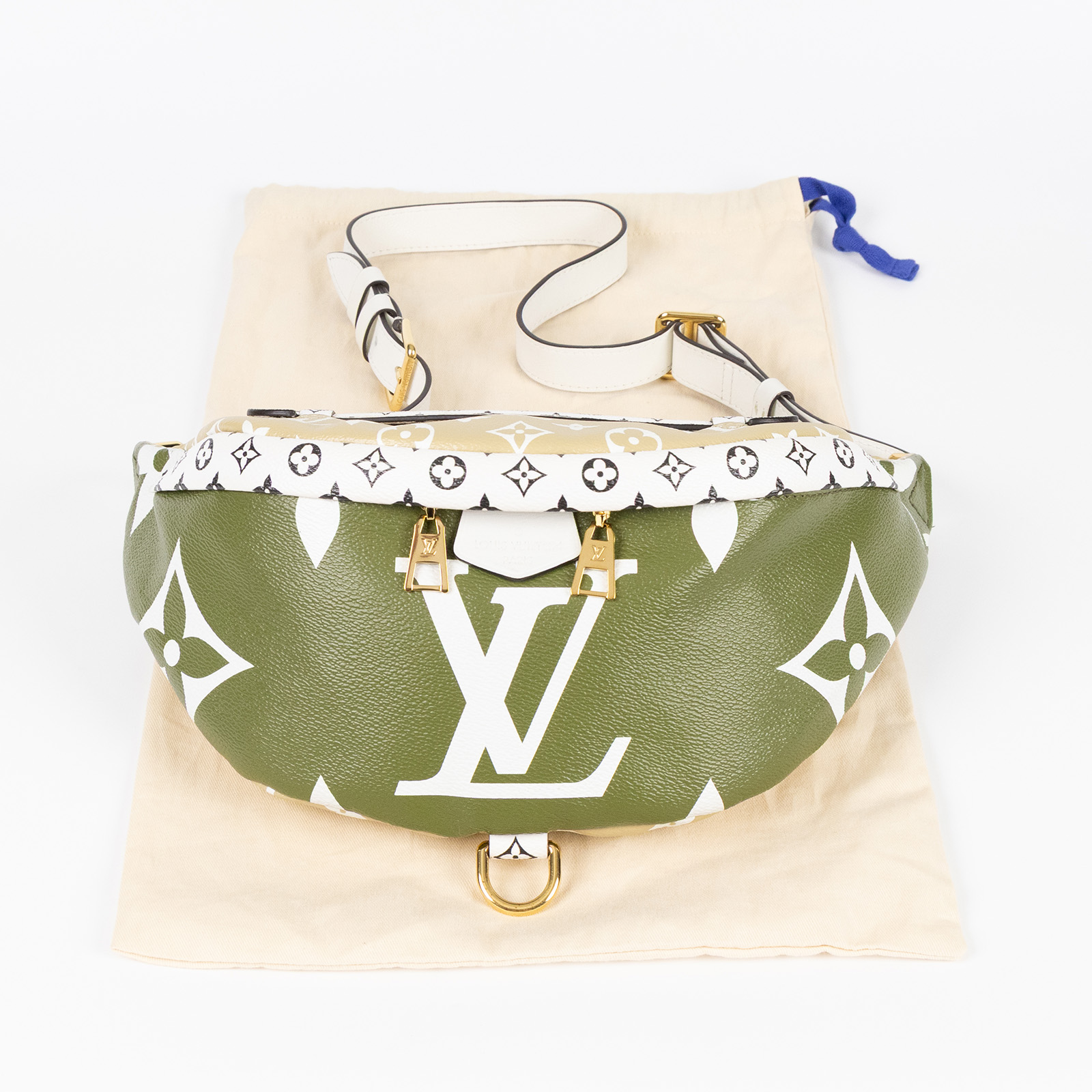 路易威登 LOUIS VUITTON Bumbag 腰包 2019 秀款 M44611 綠大原花GIANT 防塵袋