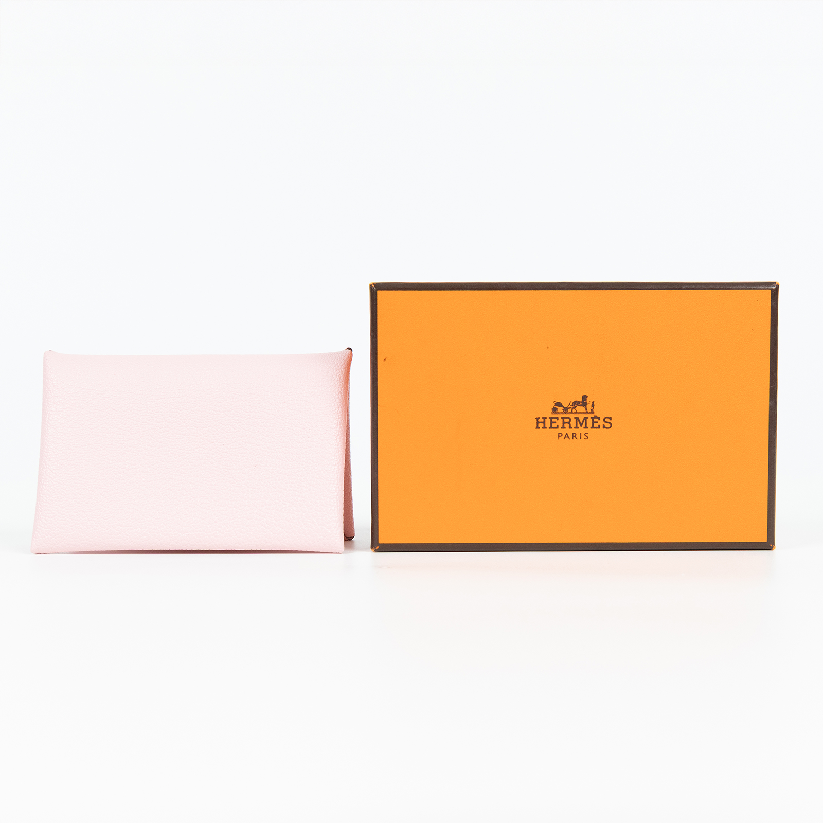 愛馬仕 Hermès Calvi 卡包 CAL T刻 粉CALVI 原廠盒子