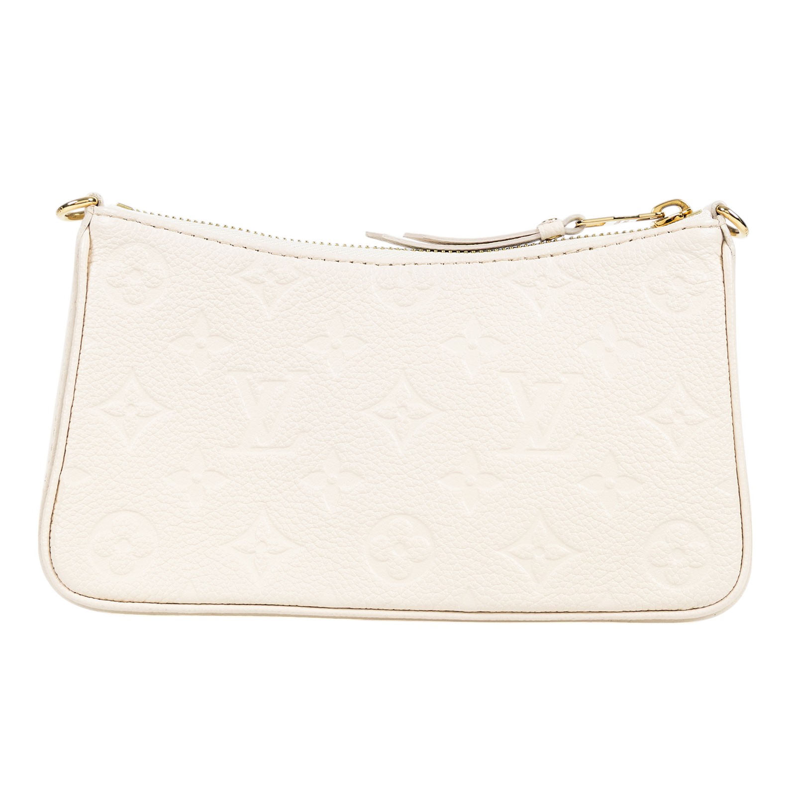 路易威登 LOUIS VUITTON Easy Pouch On Strap 壓紋牛皮二用包 奶油色 M81066 晶片款  防塵袋/鍊帶