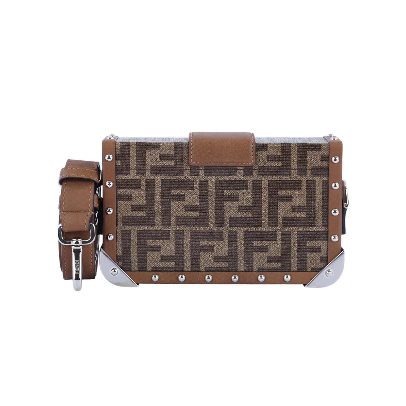 芬迪 FENDI Baguette Trunk Small Fabric Bag 硬殼 斜背包 7VA507A8V3 棕硬殼包 防塵袋