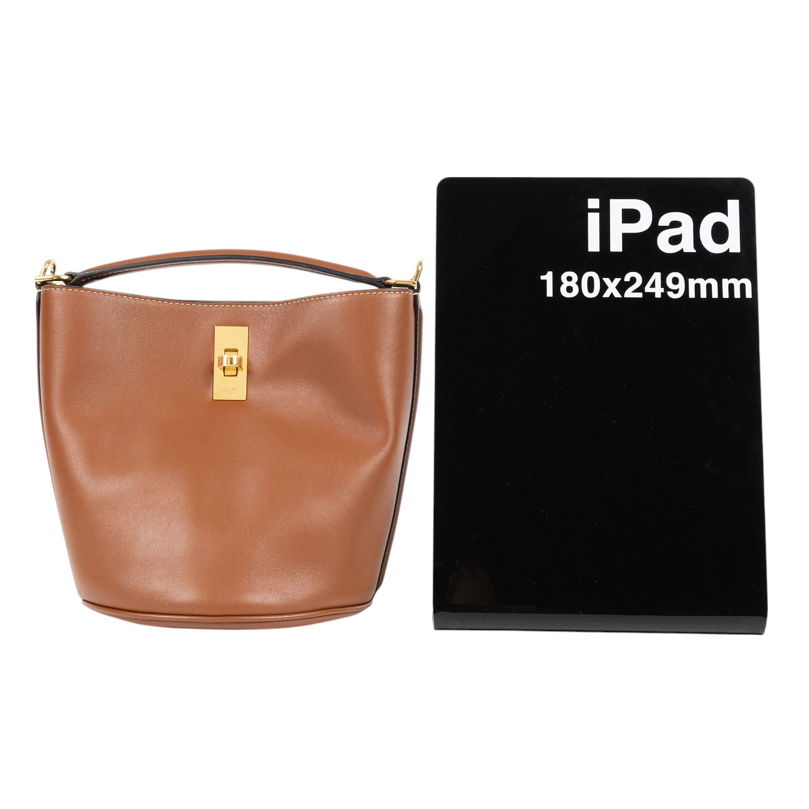 思琳 CELINE Teen Bucket 16 光滑牛皮革 水桶包 197573CR4 棕水桶包 TEEN bucket16 防塵袋