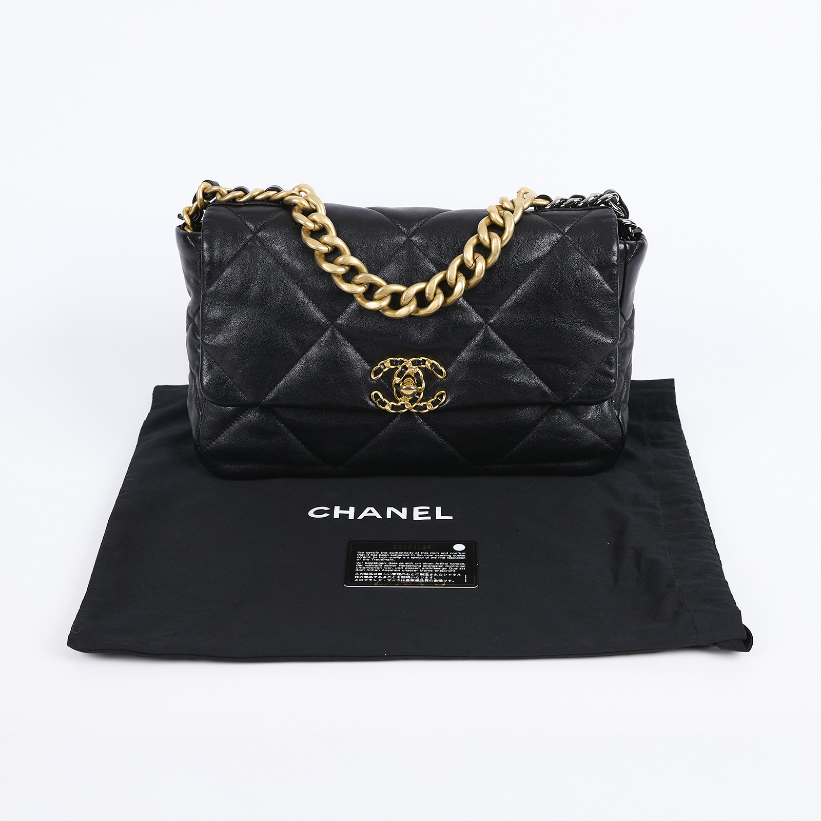 香奈兒 CHANEL 19 大型口蓋包 AS1161 29開黑19包30CM 防塵袋/保證卡